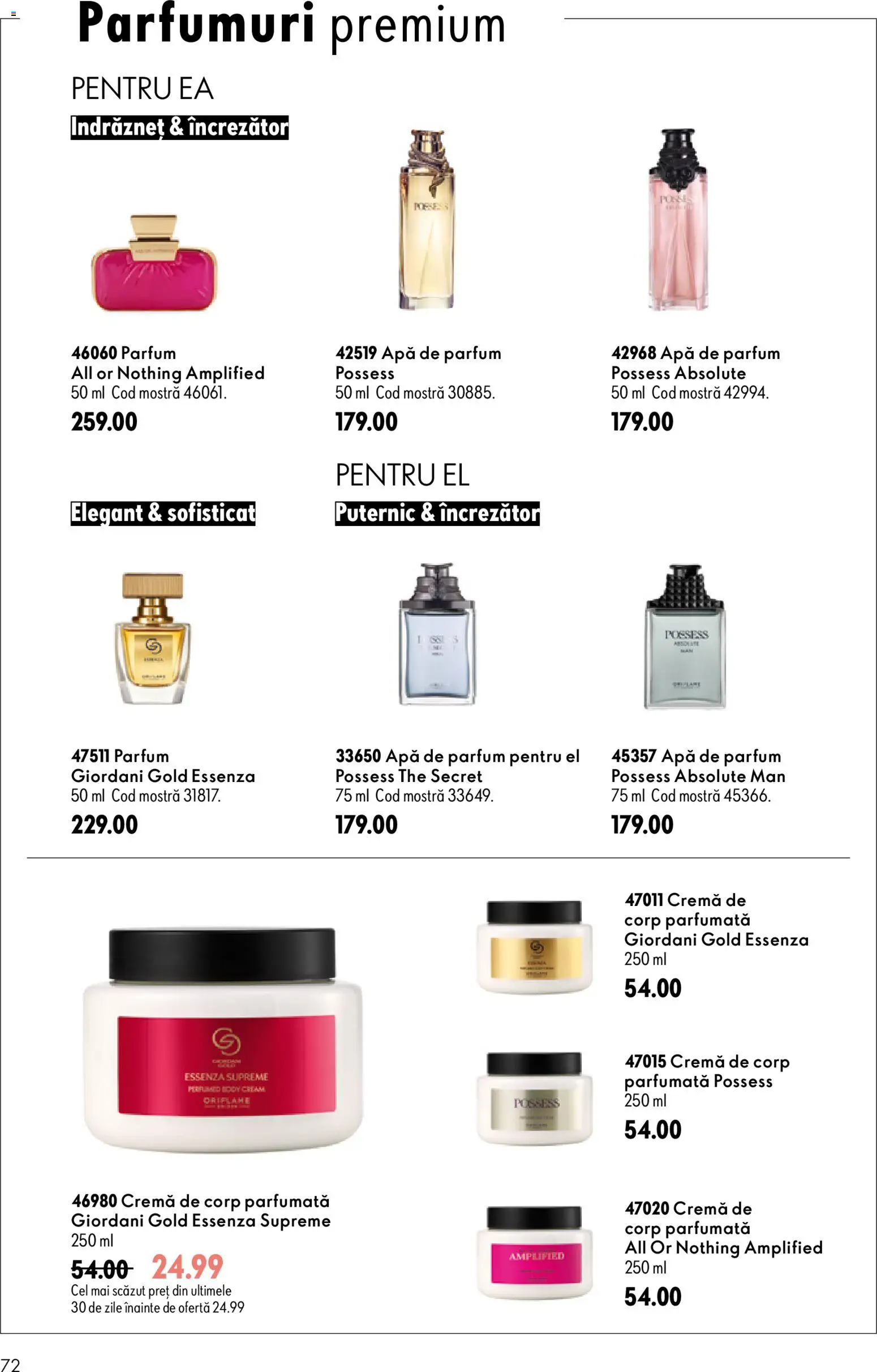 Catalog Oriflame 29 Iulie - 17 August 2026 | Pagina 72 | Produse: Apă de parfum, Parfum, Cremă, Apă