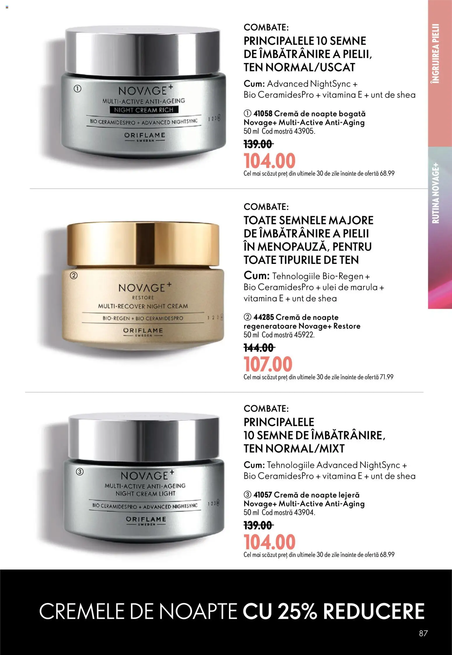 Catalog Oriflame 29 Iulie - 17 August 2026 | Pagina 87 | Produse: Şerit ödül, Cremă de noapte, Unt, Cremă