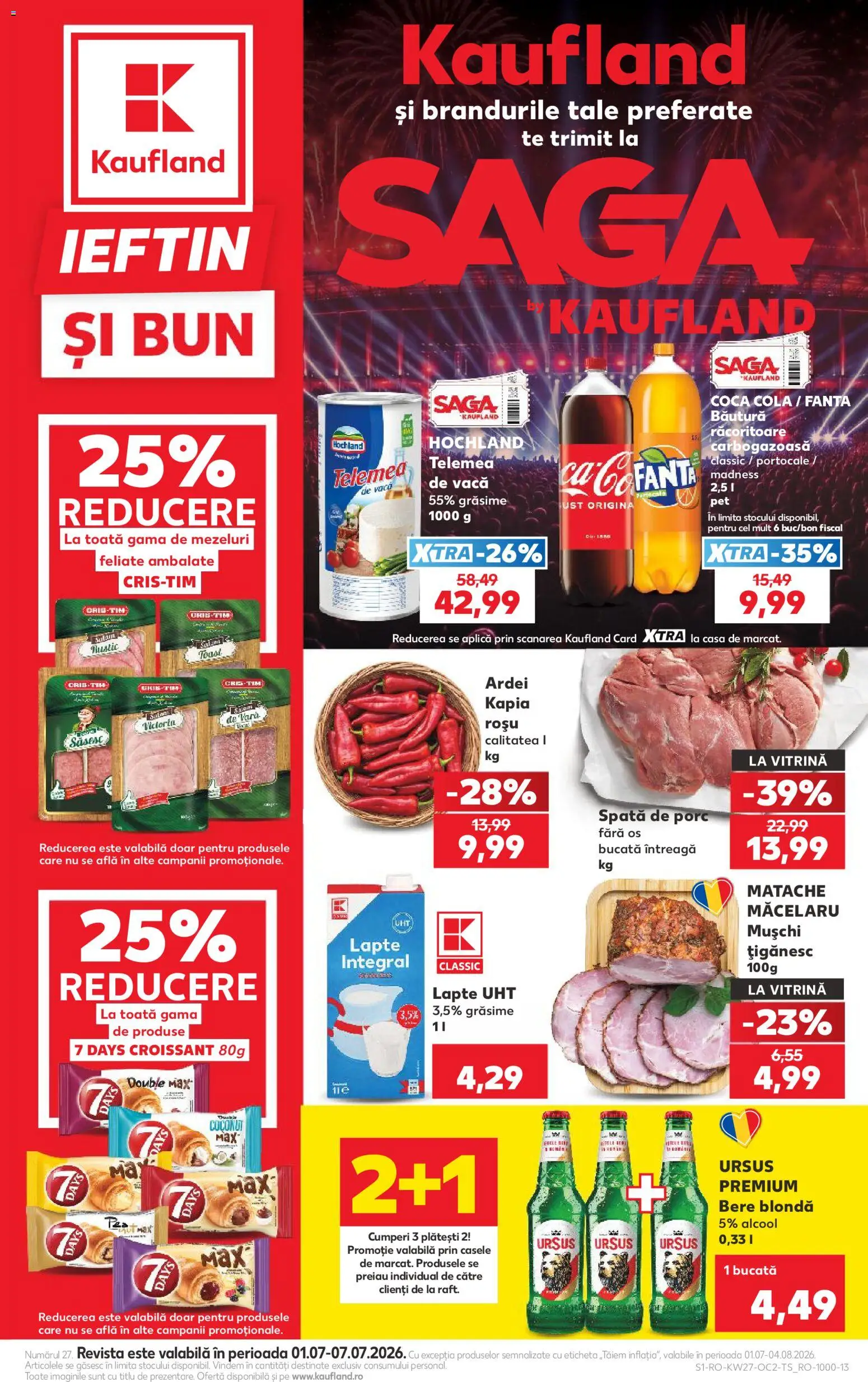 Catalog Kaufland 1 - 6 Iulie 2026 | Pagina 1 | Produse: Amerikan servis, Lapte, Bere, Portocale