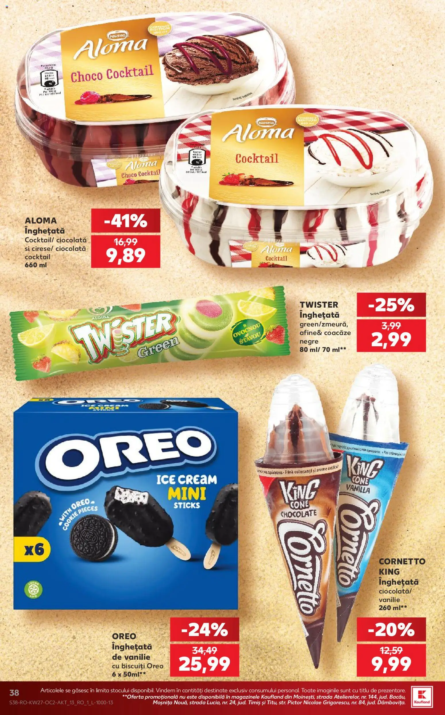 Catalog Kaufland 1 - 6 Iulie 2026 | Pagina 38 | Produse: Ciocolată, Cocktail, Biscuiți, Înghețată