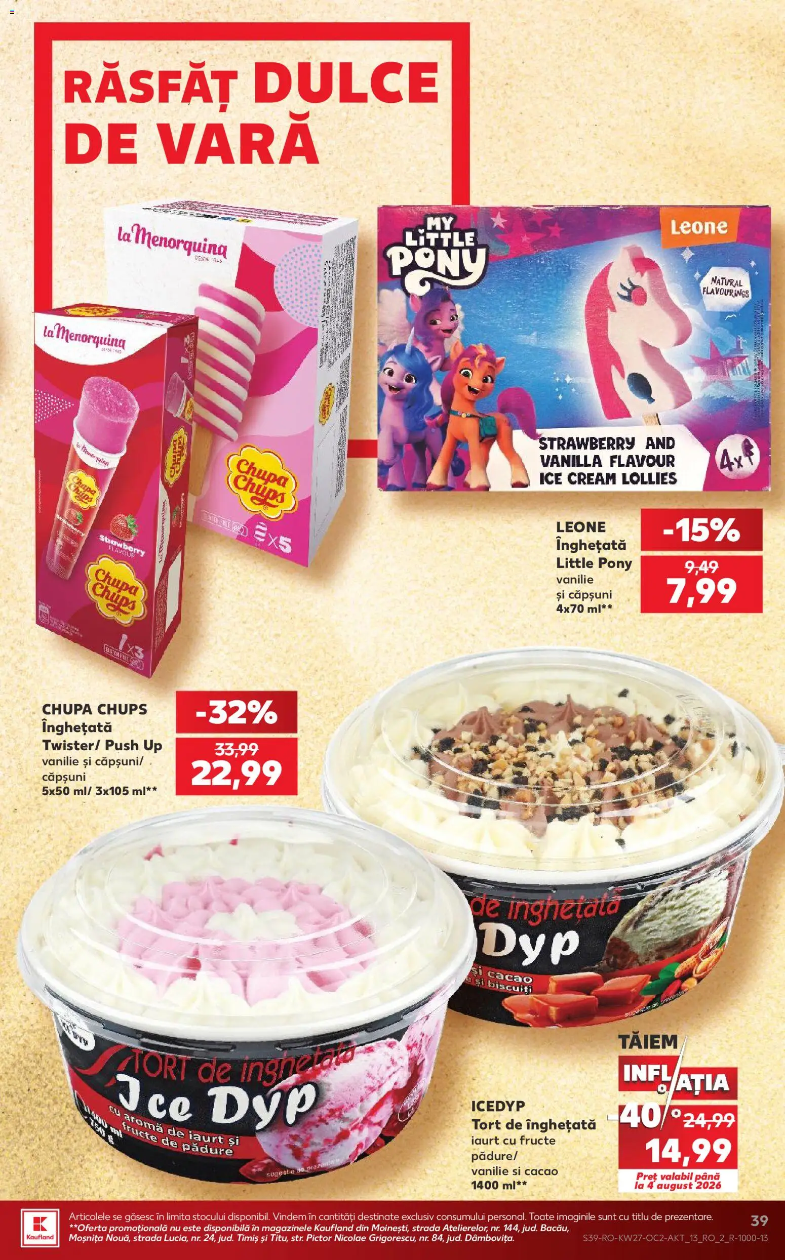 Catalog Kaufland 1 - 6 Iulie 2026 | Pagina 39 | Produse: Tort, Căpșuni, Cacao, Înghețată
