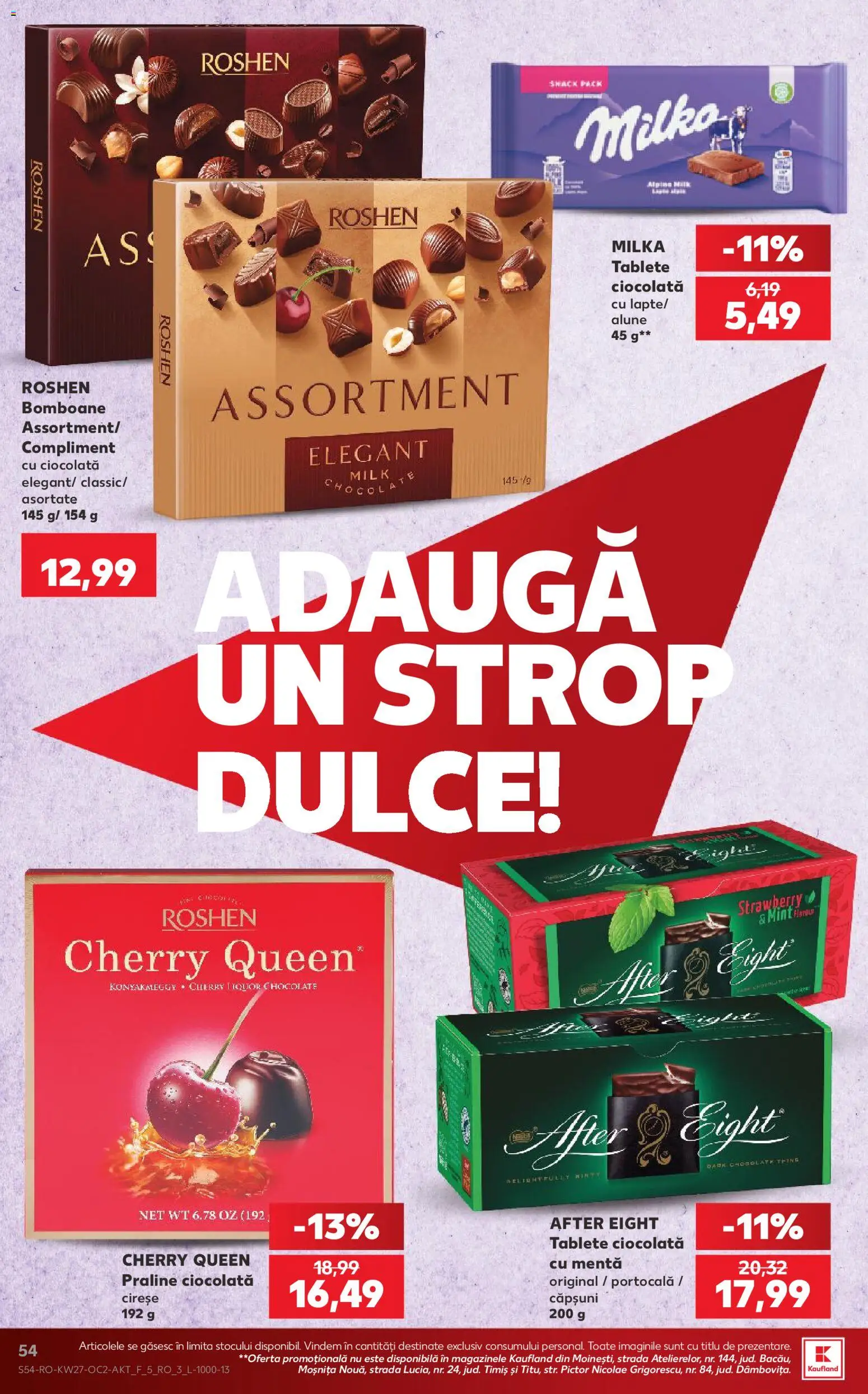 Catalog Kaufland 1 - 6 Iulie 2026 | Pagina 54 | Produse: Praline, Ciocolată, Bomboane, Căpșuni