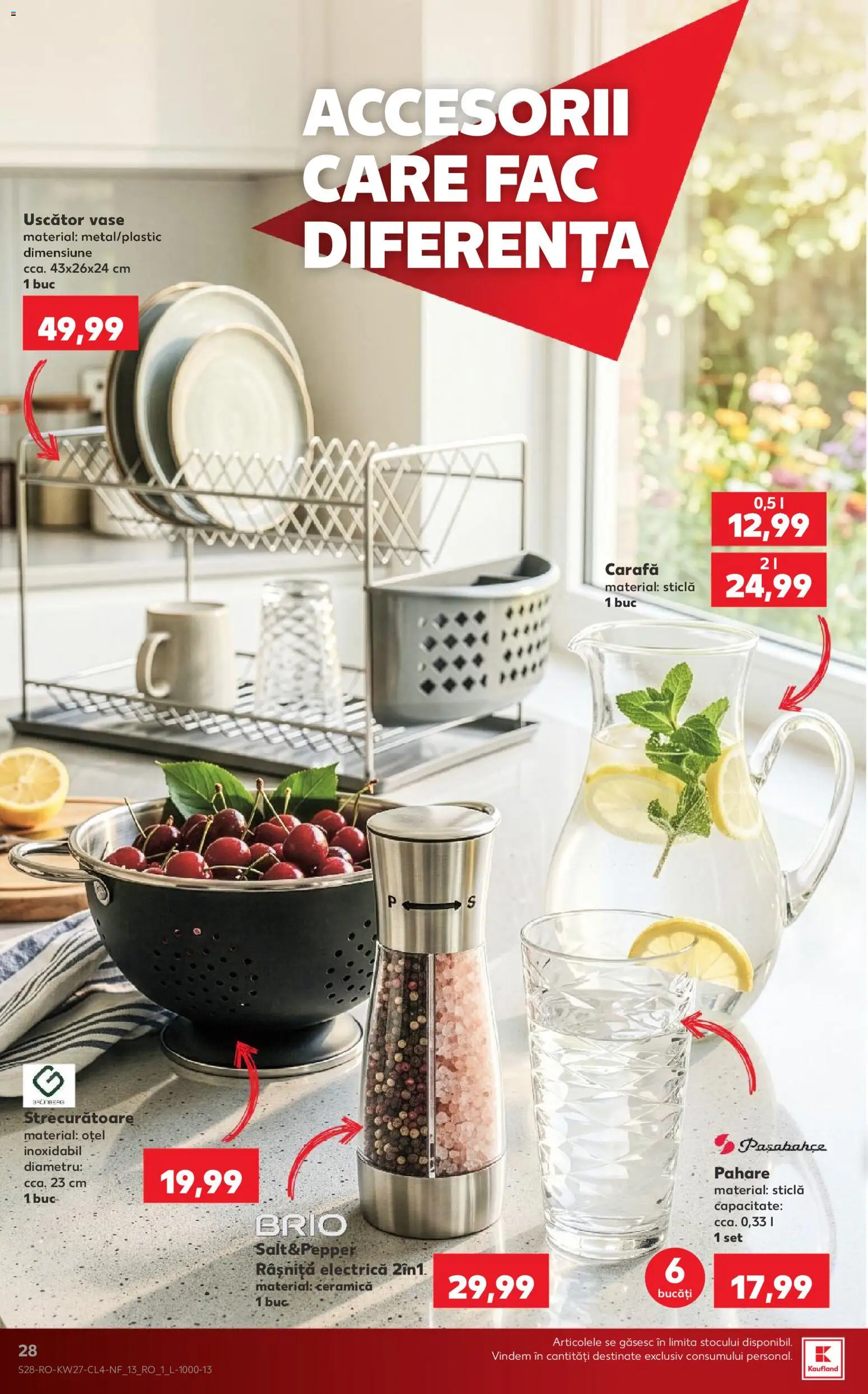 Catalog Kaufland 1 - 6 Iulie 2026 | Pagina 28 | Produse: Uscător, Pahare, Carafă
