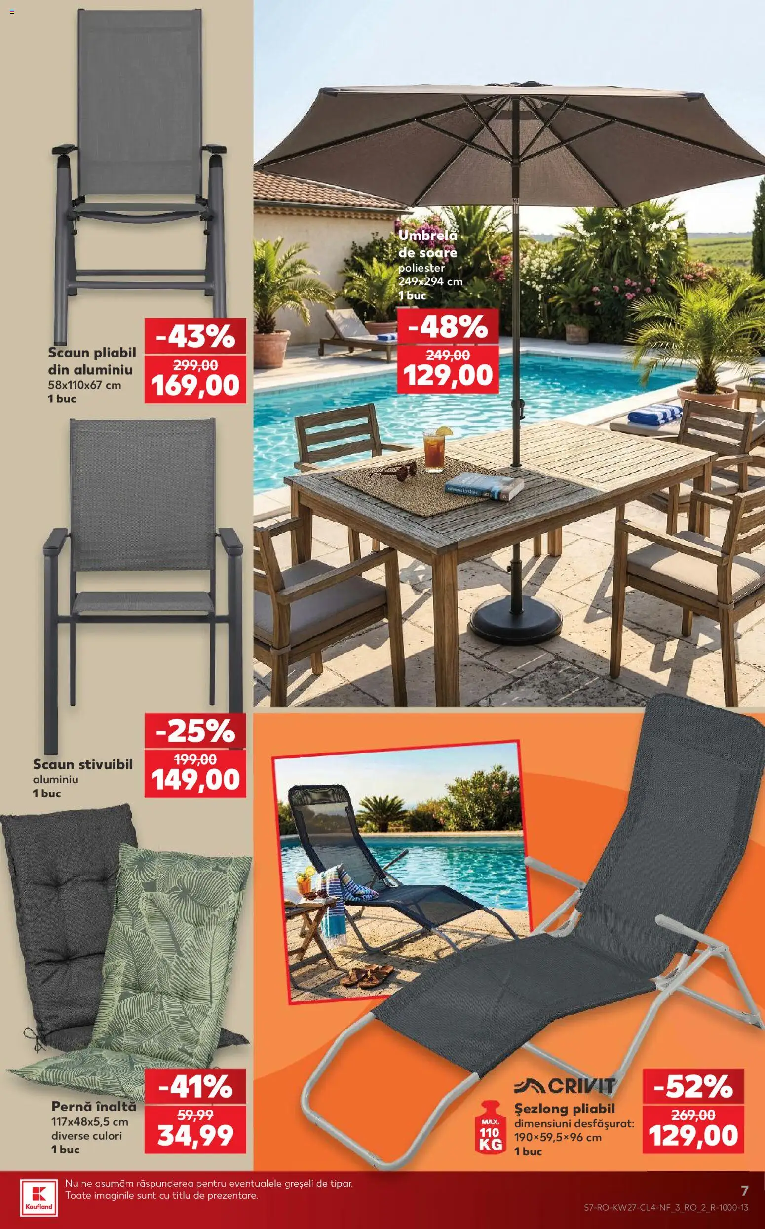 Catalog Kaufland 1 - 6 Iulie 2026 | Pagina 7 | Produse: Umbrelă, Pernă, Șezlong, Scaun
