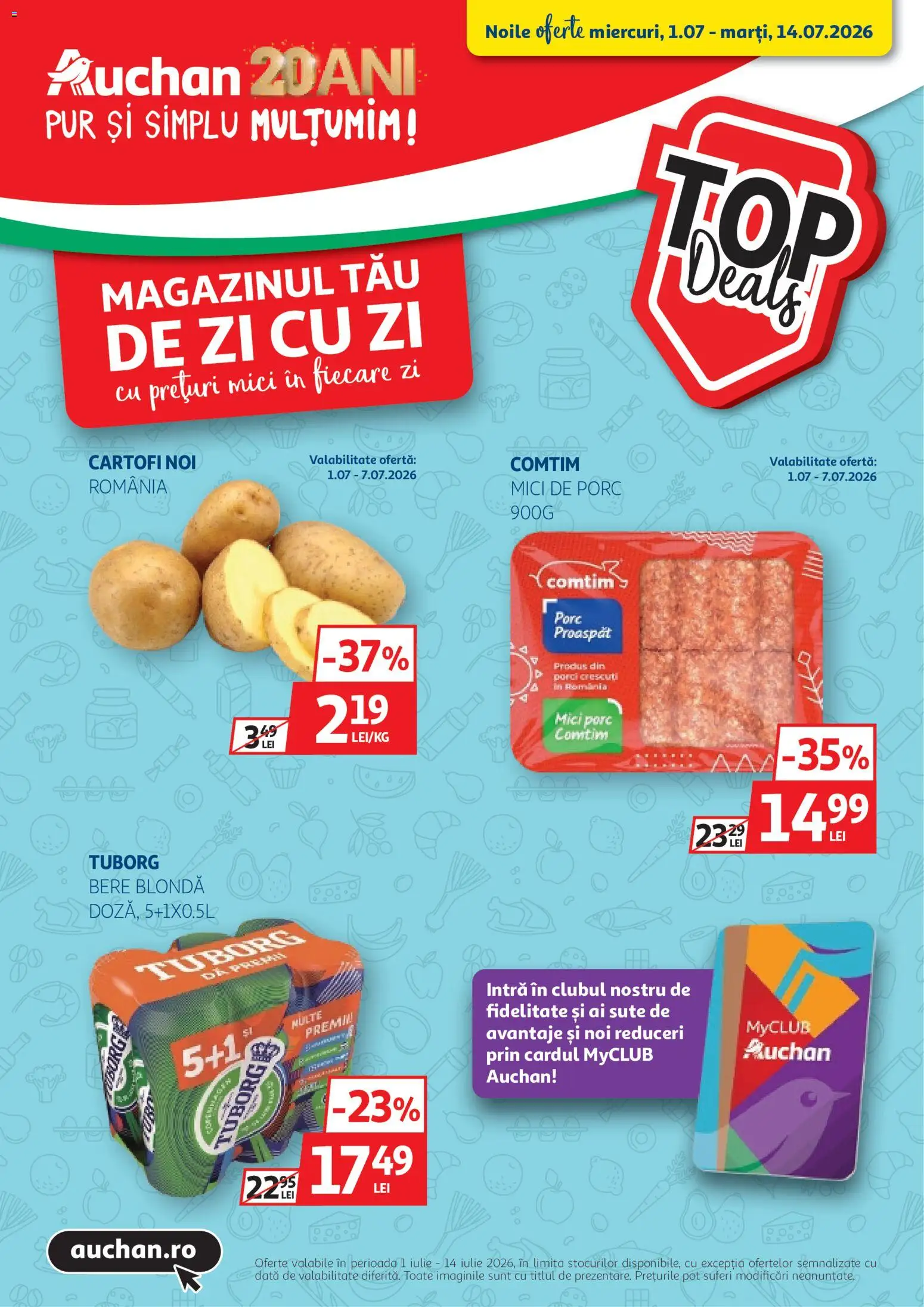 Catalog Auchan 1 - 13 Iulie 2026 | Pagina 1 | Produse: Mici, Bere, Cartofi