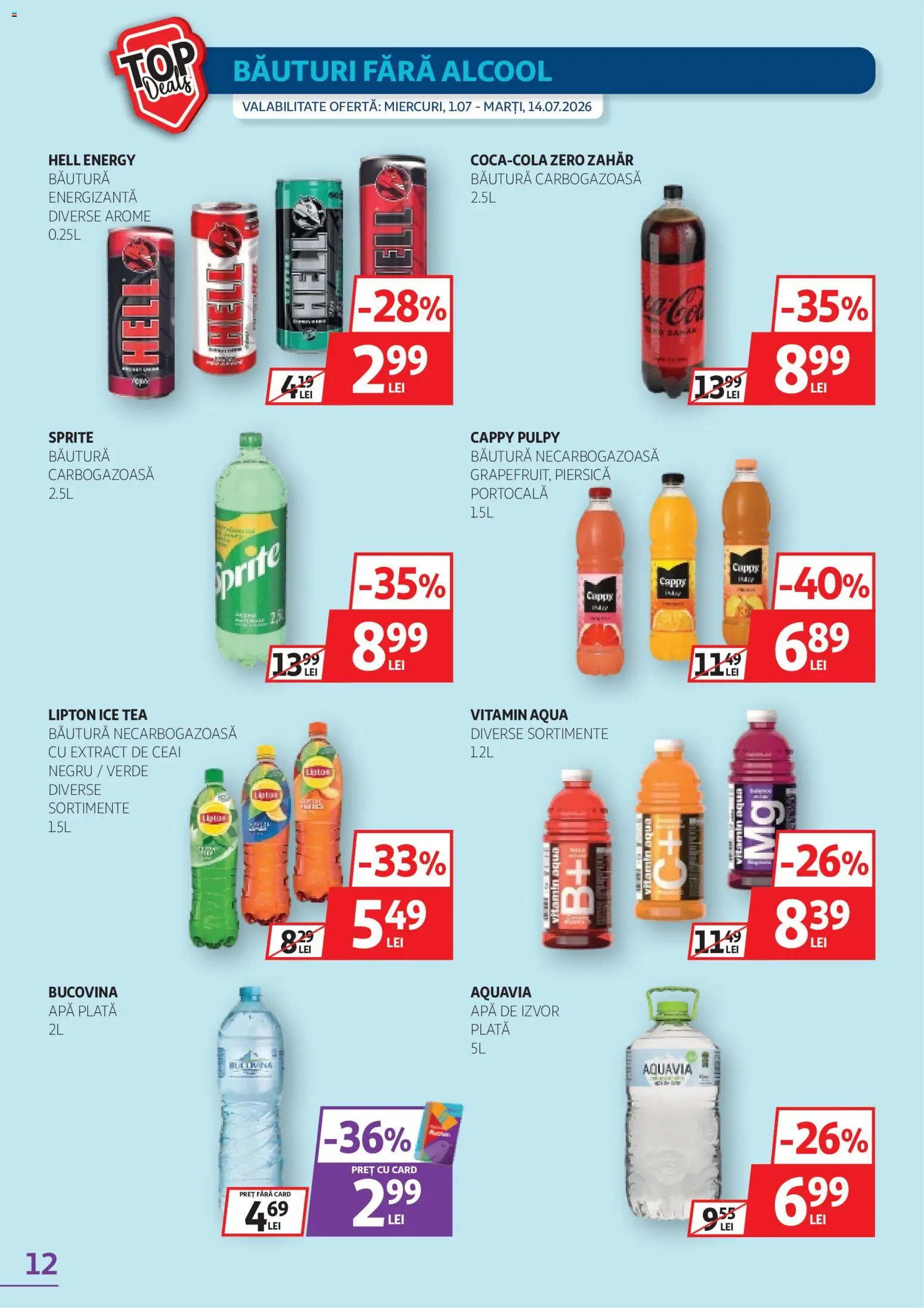 Catalog Auchan 1 - 13 Iulie 2026 | Pagina 12 | Produse: Ceai, Ice tea, Apă, Zahăr