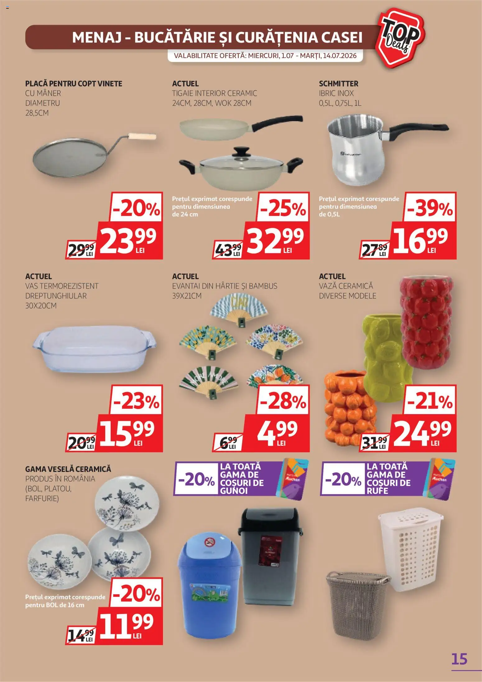 Catalog Auchan 1 - 13 Iulie 2026 | Pagina 15 | Produse: Bol, Bucătărie, Vază, Farfurie