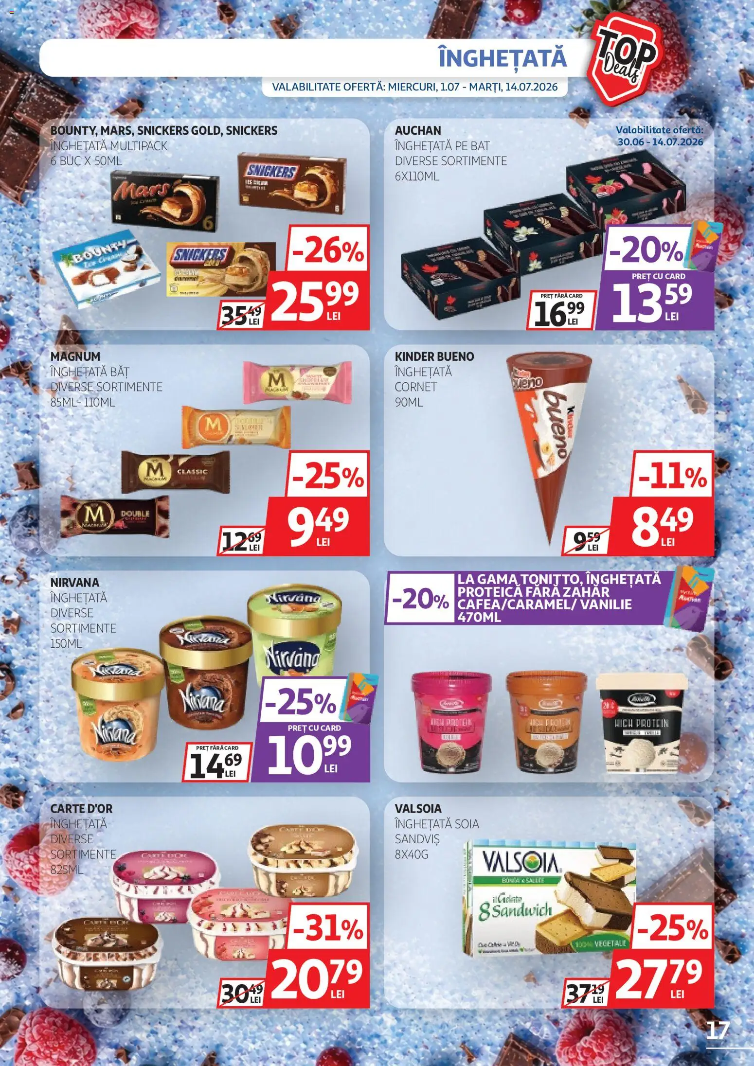 Catalog Auchan 1 - 13 Iulie 2026 | Pagina 17 | Produse: Bahçe aydınlatması, Înghețată, Zahăr