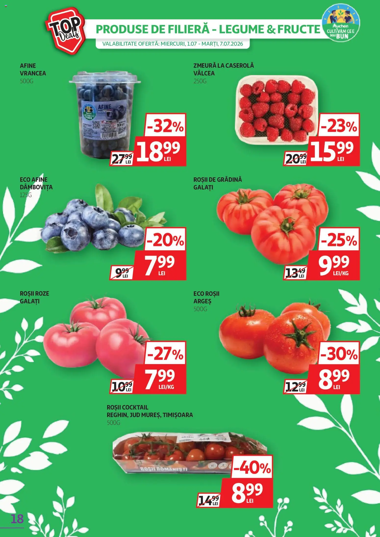 Catalog Auchan 1 - 13 Iulie 2026 | Pagina 18 | Produse: Zmeură, Cocktail, Roșii, Fructe