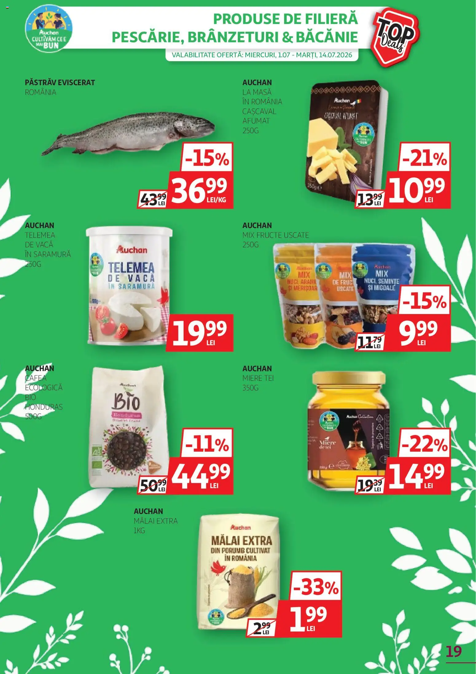 Catalog Auchan 1 - 13 Iulie 2026 | Pagina 19 | Produse: Cașcaval, Cafea, Porumb, Fructe
