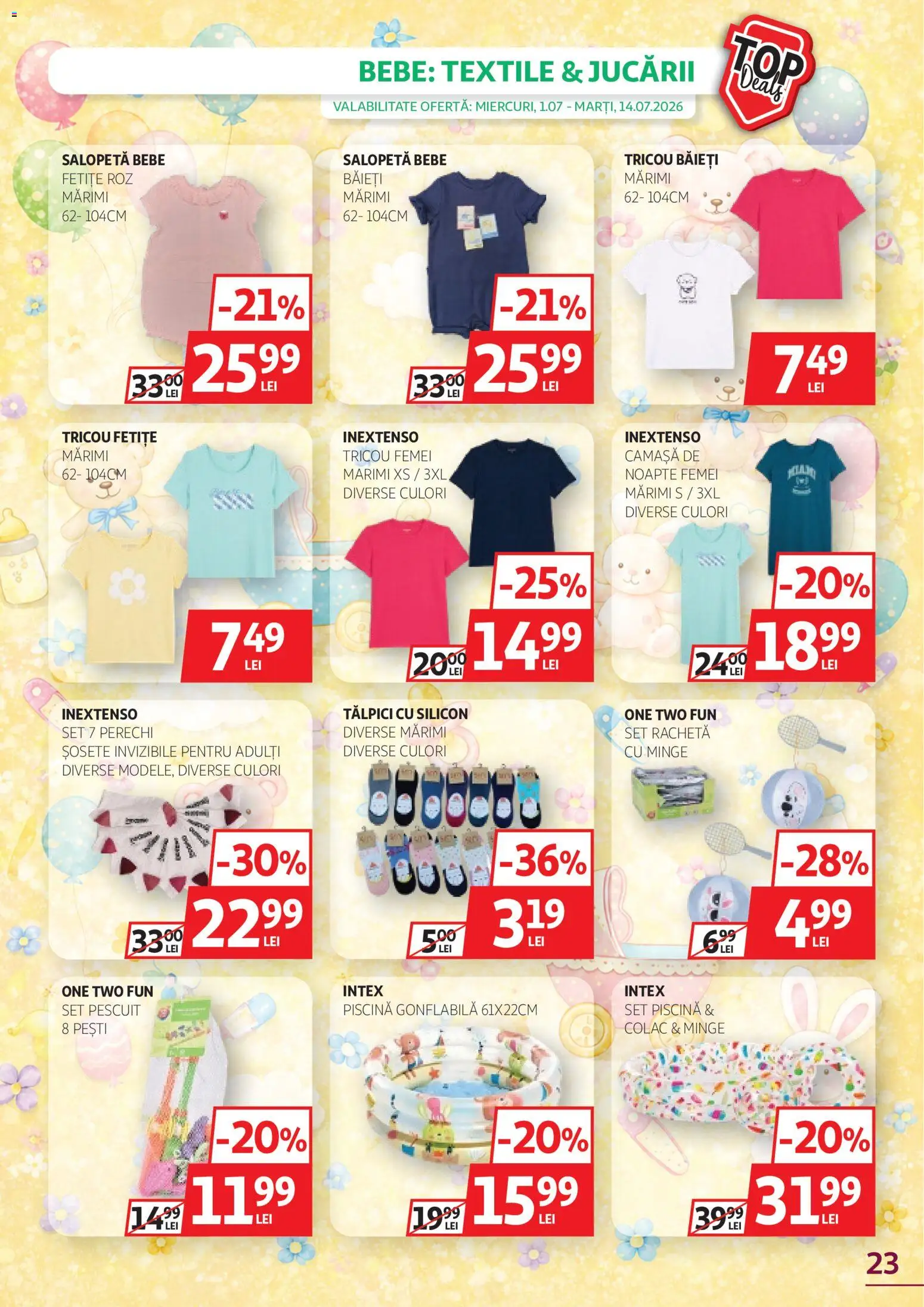Catalog Auchan 1 - 13 Iulie 2026 | Pagina 23 | Produse: Piscină, Köpek Uzaklaştırıcılar, Tricou, Salopetă