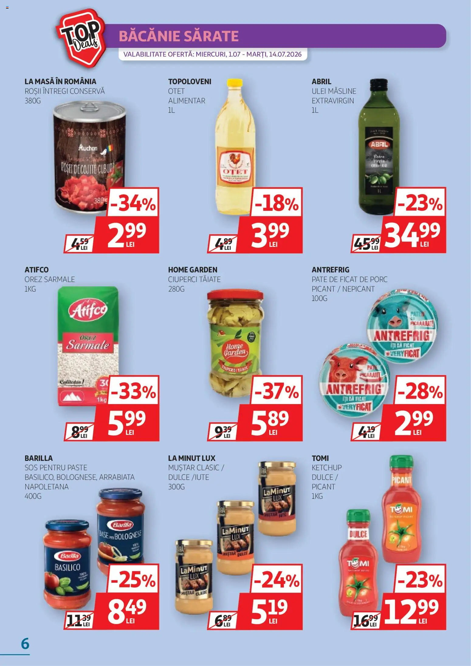 Catalog Auchan 1 - 13 Iulie 2026 | Pagina 6 | Produse: Măsline, Orez, Paste, Sos