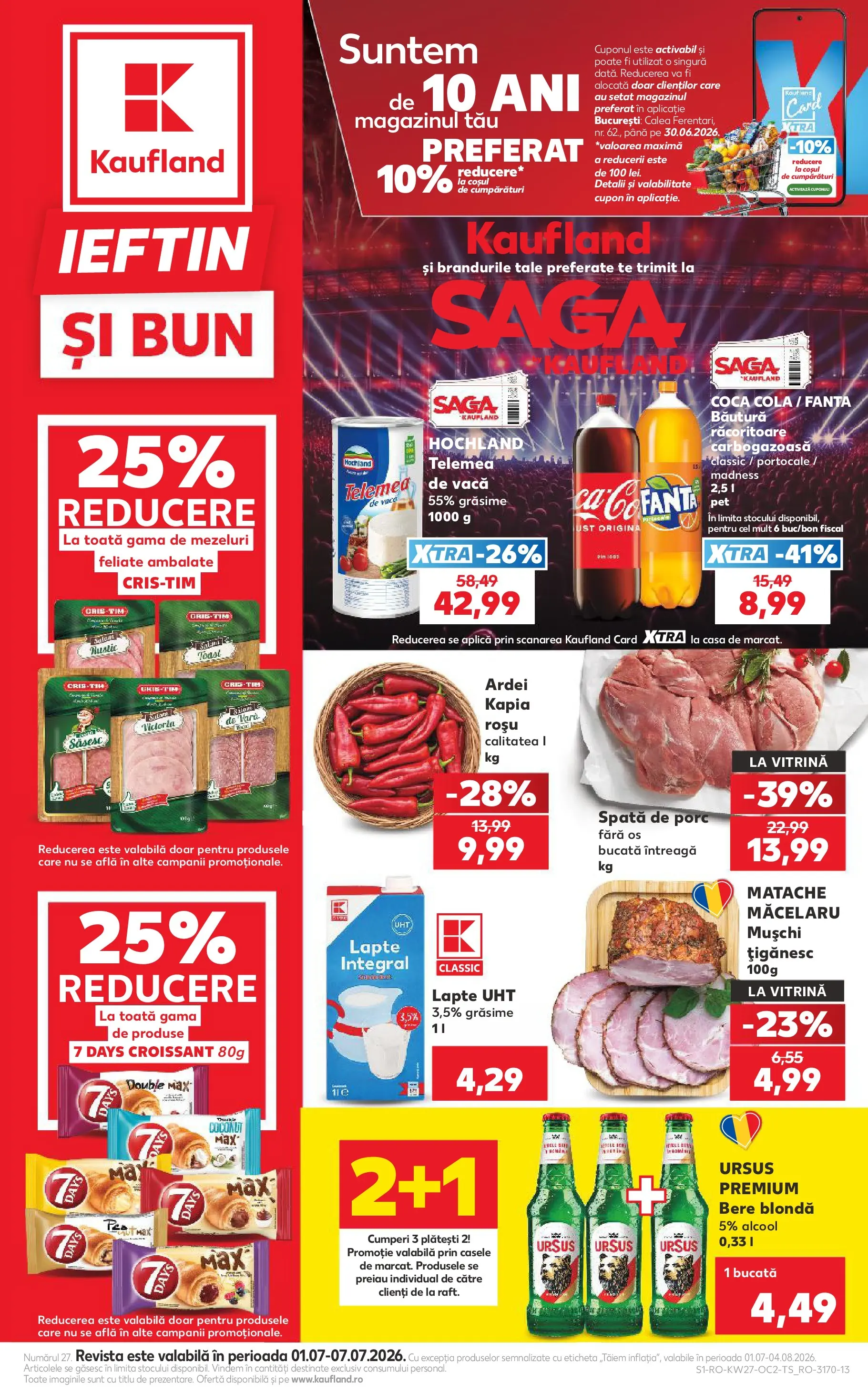 Catalog Kaufland 1 - 6 Iulie 2026 | Pagina 1 | Produse: Ardei, Amerikan servis, Bere, Portocale