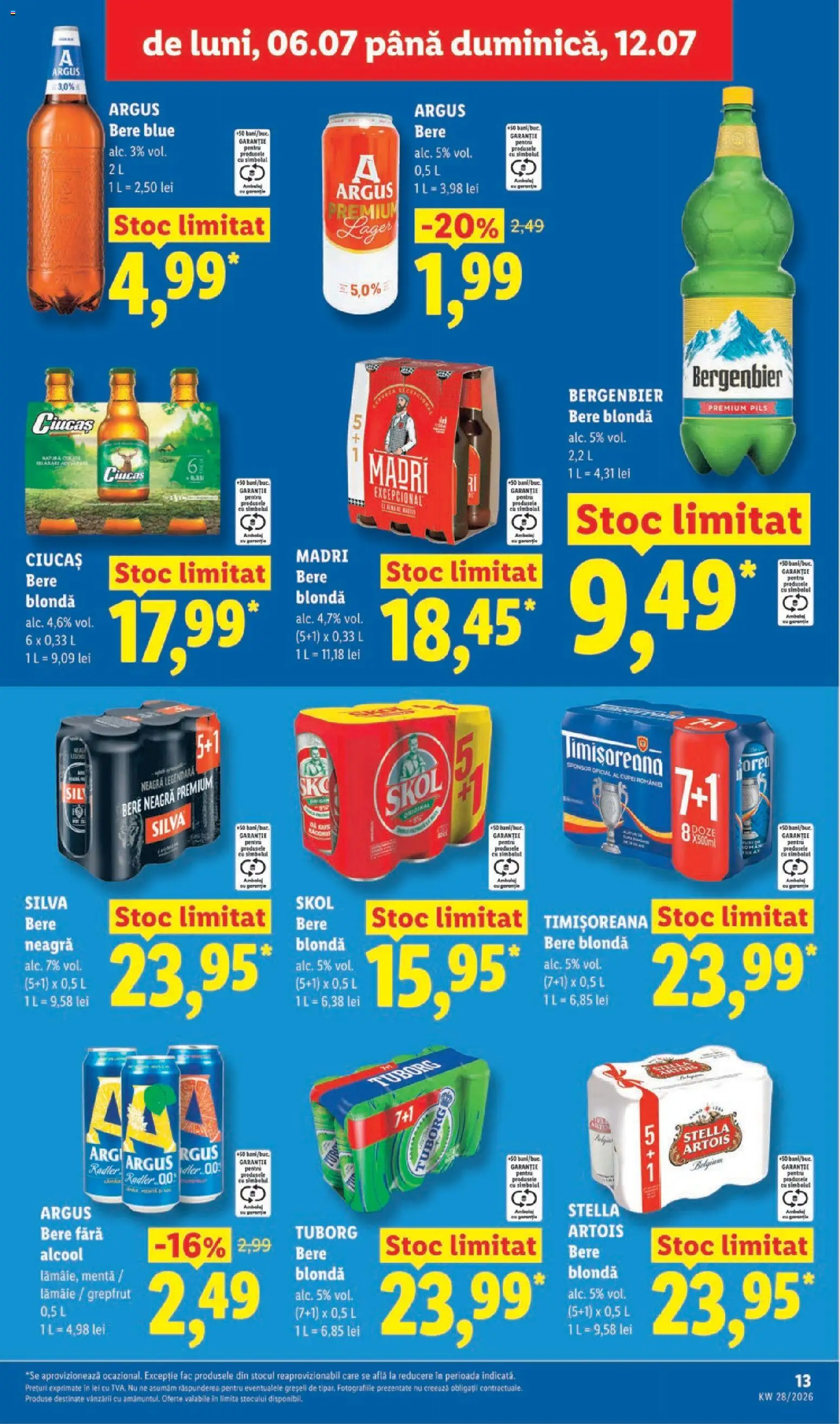 Catalog LIDL 6 - 11 Iulie 2026 | Pagina 13 | Produse: Bere, Plastik Kulübe, Grepfrut, Lămâie