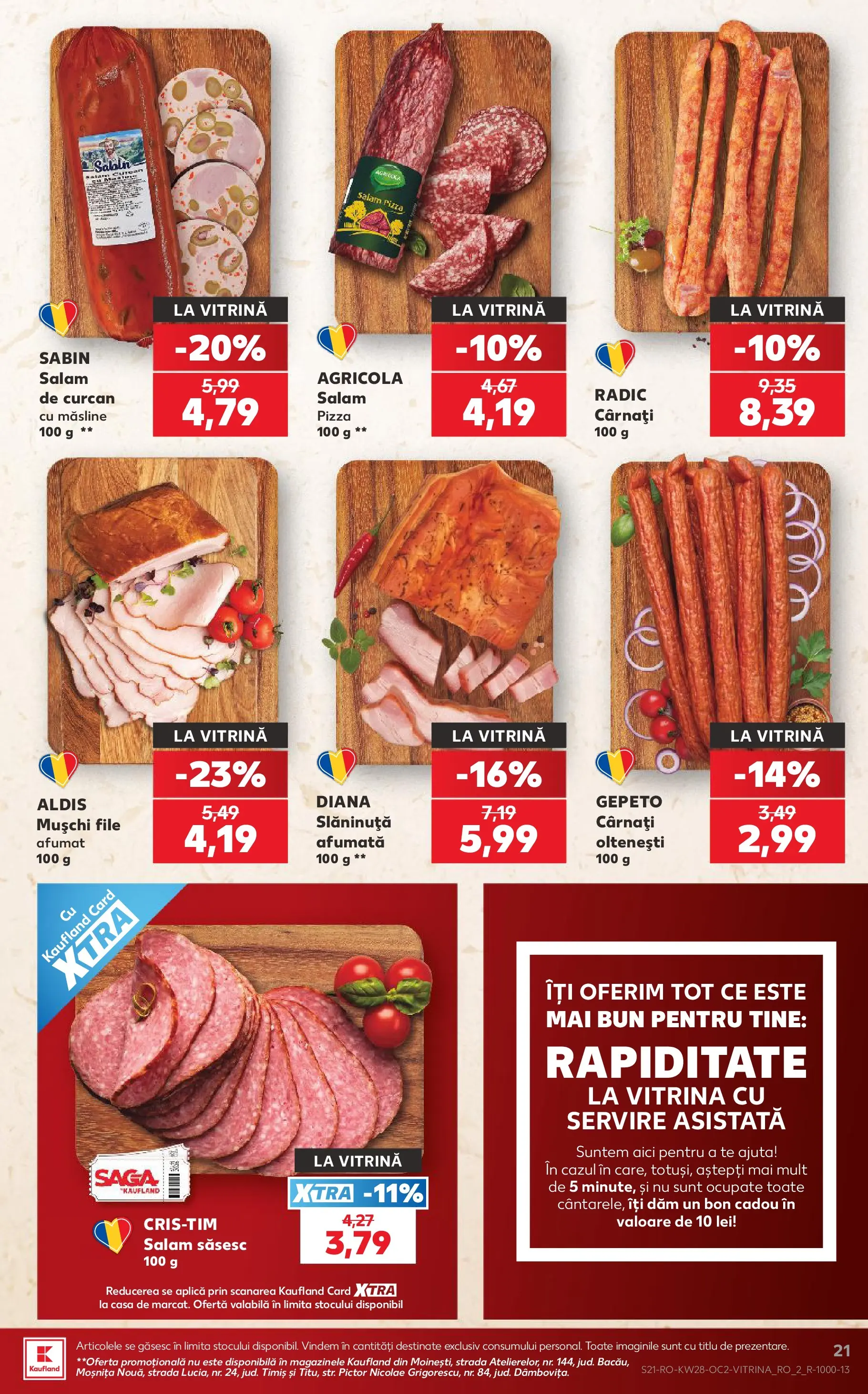 Catalog Kaufland 8 - 13 Iulie 2026 | Pagina 21 | Produse: Vitrină, Salam, Pizza, Cârnați