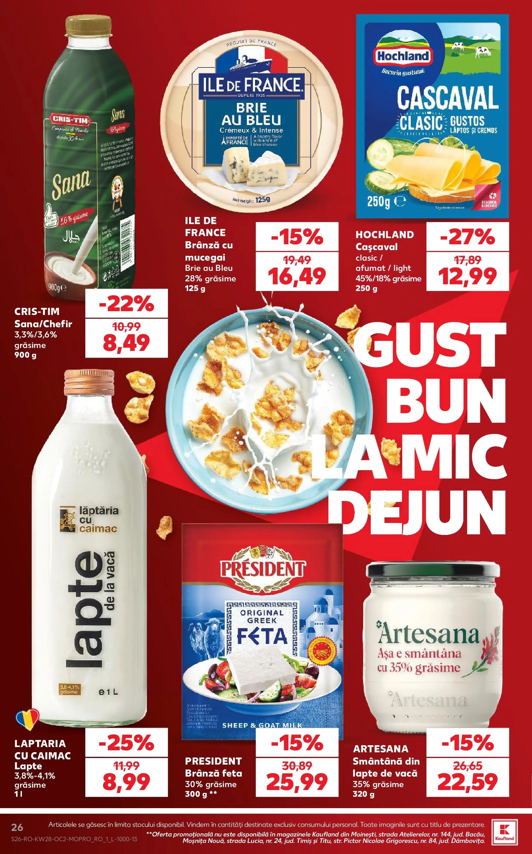 Catalog Kaufland 8 - 13 Iulie 2026 | Pagina 26 | Produse: Cașcaval, Lapte, Brânză, Smântână