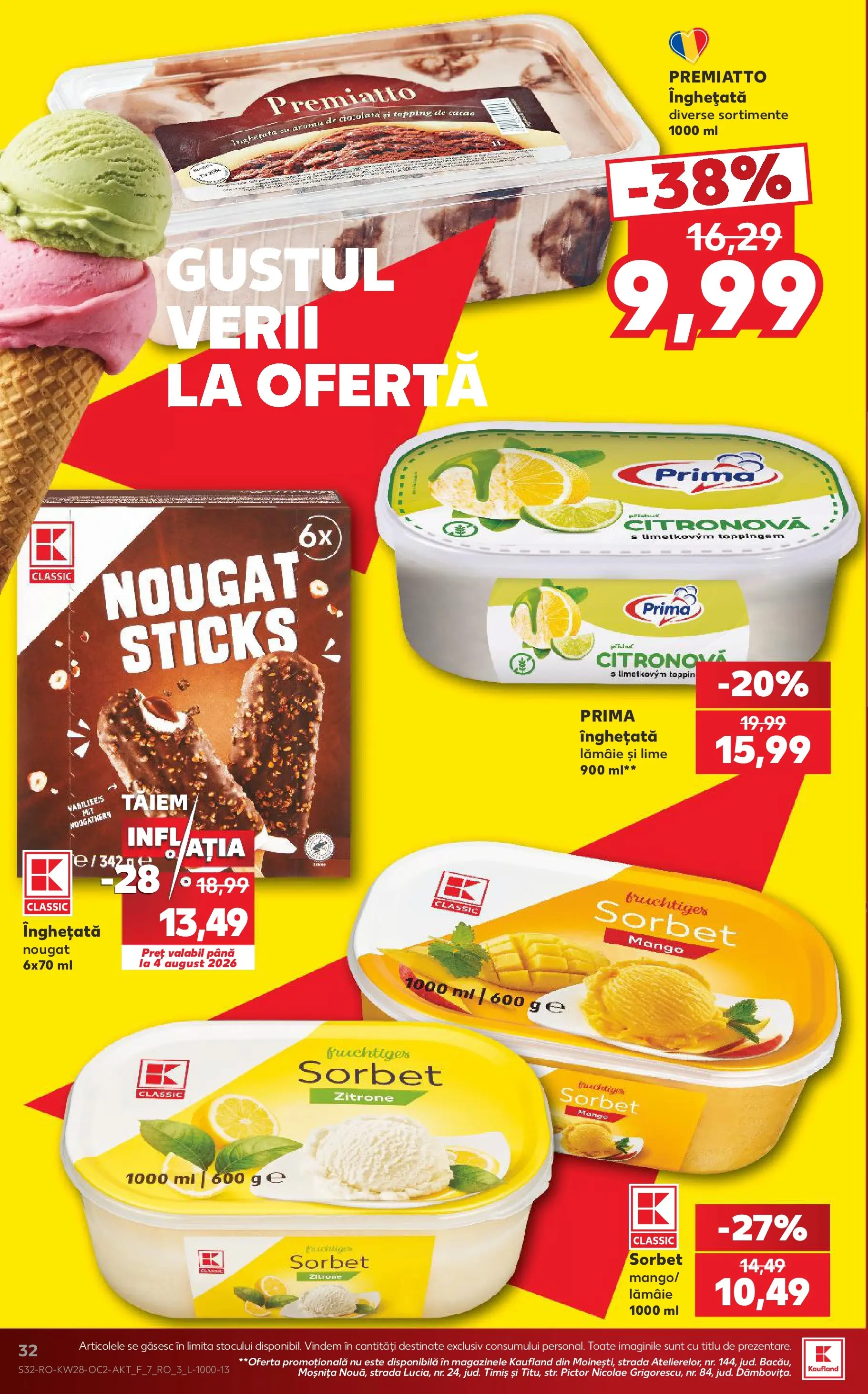 Catalog Kaufland 8 - 13 Iulie 2026 | Pagina 32 | Produse: Ciocolată, Înghețată, Lămâie, Mango