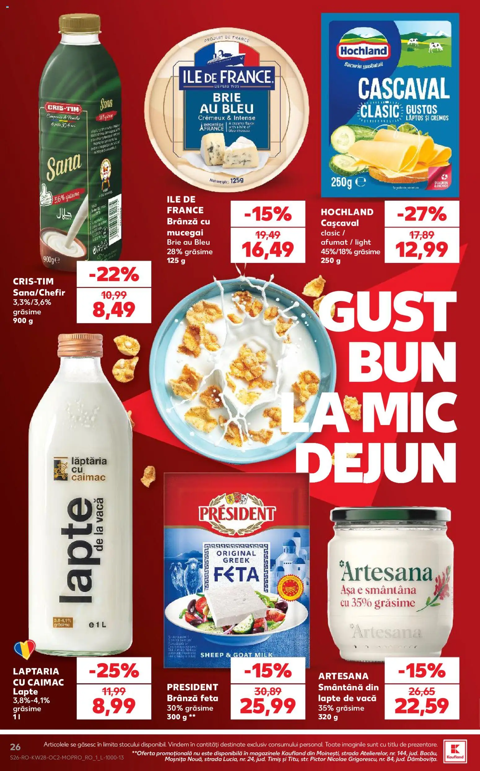 Catalog Kaufland 8 - 13 Iulie 2026 | Pagina 26 | Produse: Cașcaval, Lapte, Brânză, Smântână