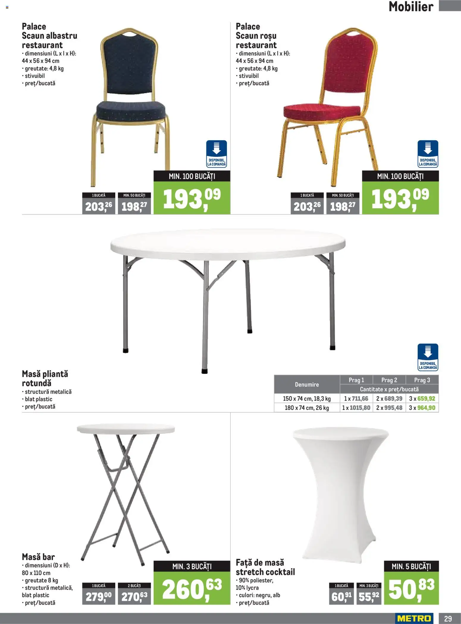 Catalog METRO 1 Iulie - 29 Septembrie 2026 | Pagina 29 | Produse: Față de masă, Masă, Scaun, Cocktail