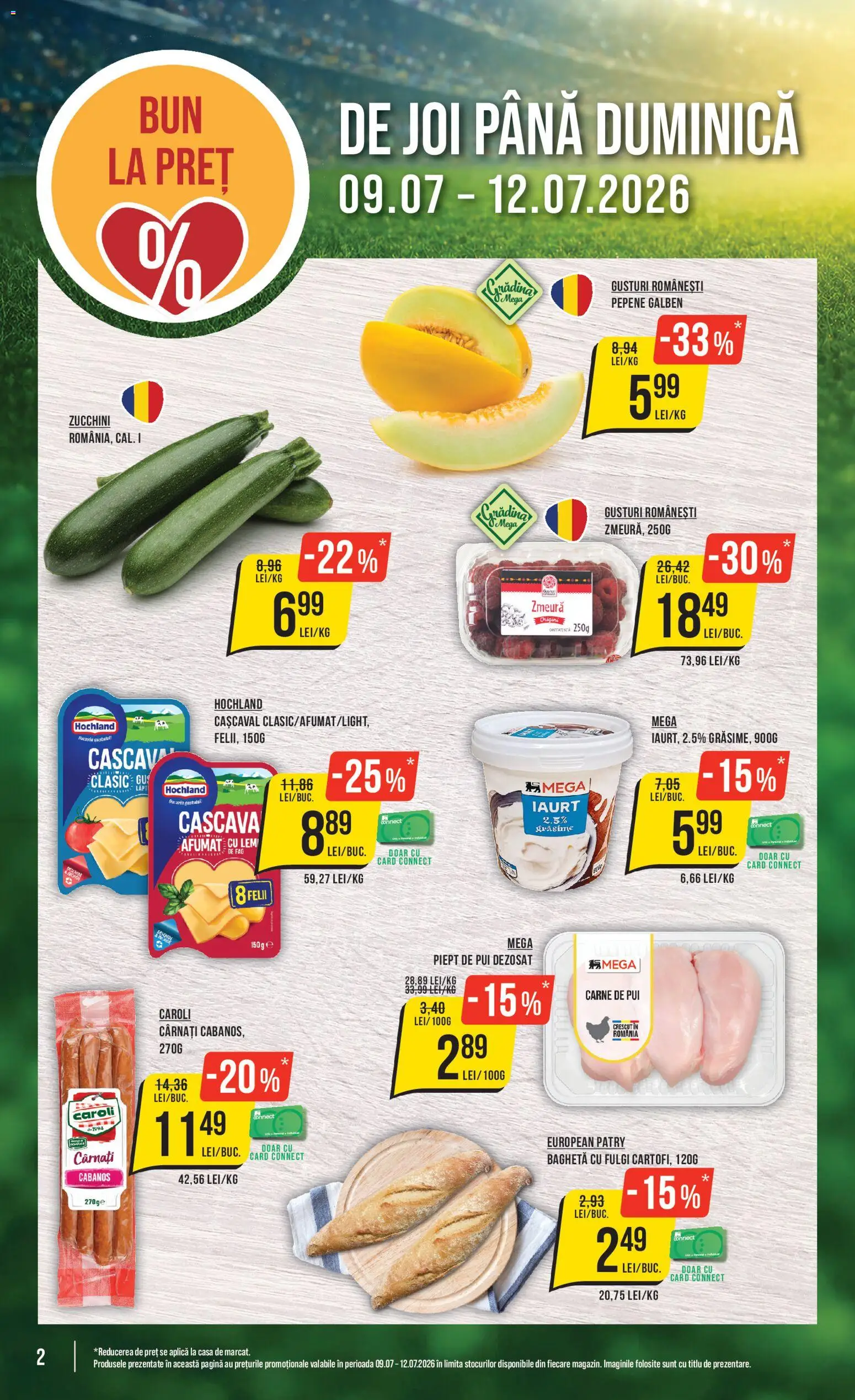 Catalog Mega Image 9 - 14 Iulie 2026 | Pagina 2 | Produse: Pepene Galben, Zmeură, Iaurt, Cârnați