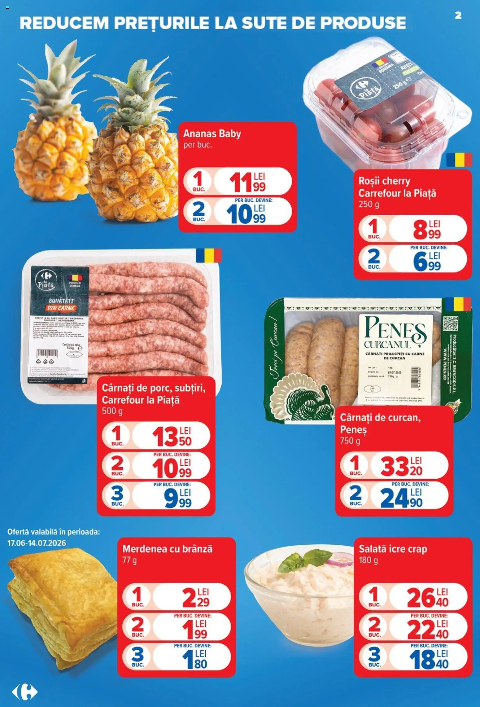 Catalog Carrefour 8 - 13 Iulie 2026 | Pagina 2 | Produse: Brânză, Roșii, Ananas, Salată
