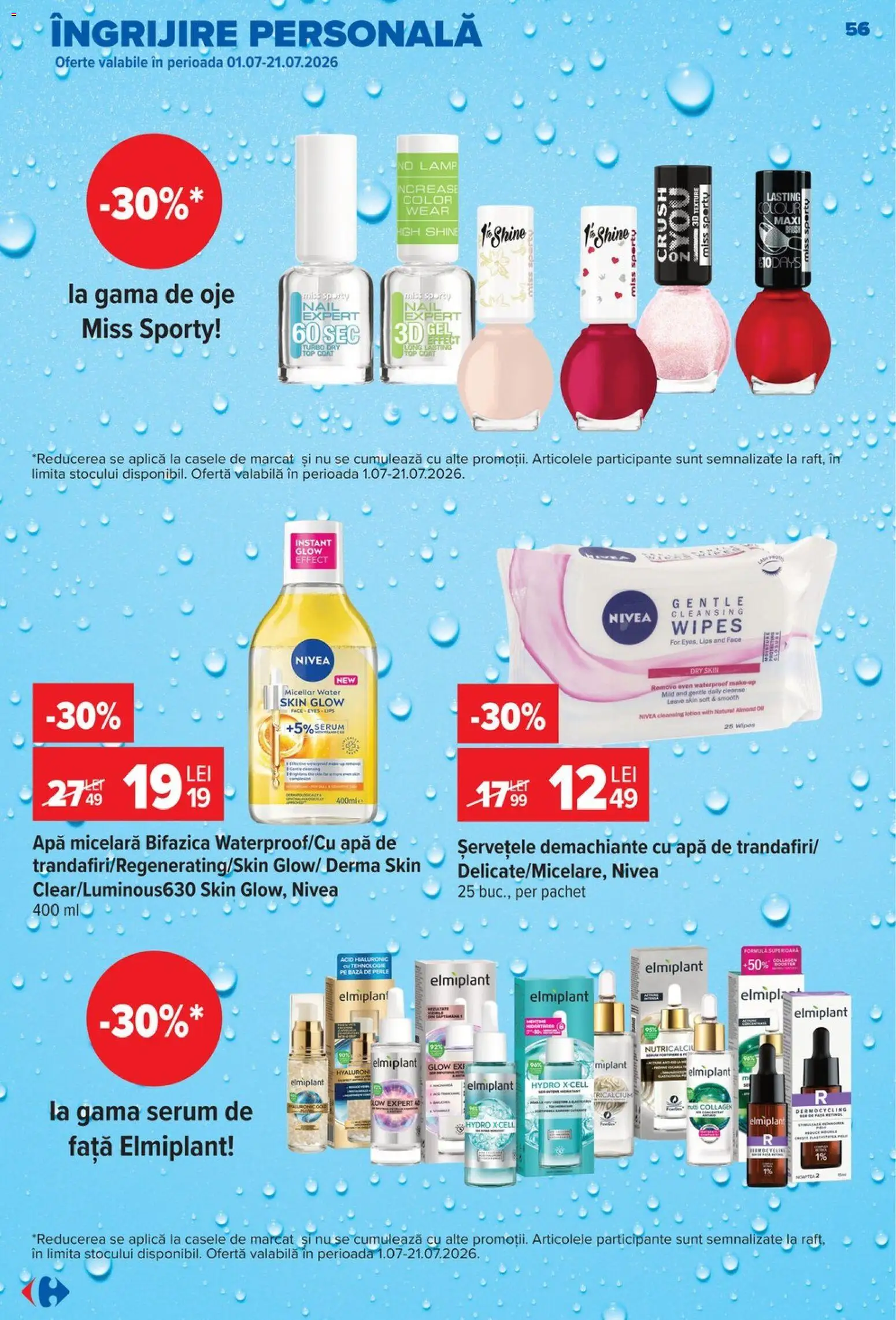 Catalog Carrefour 8 - 13 Iulie 2026 | Pagina 57 | Produse: Top coat, Akrilik boya, Apă, Șervețele demachiante
