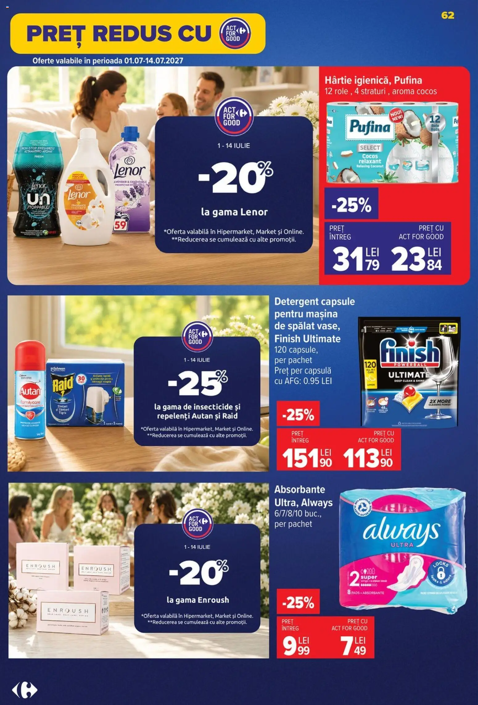 Catalog Carrefour 8 - 13 Iulie 2026 | Pagina 63 | Produse: Role, Detergent, Capsule pentru mașina de spălat, Absorbante