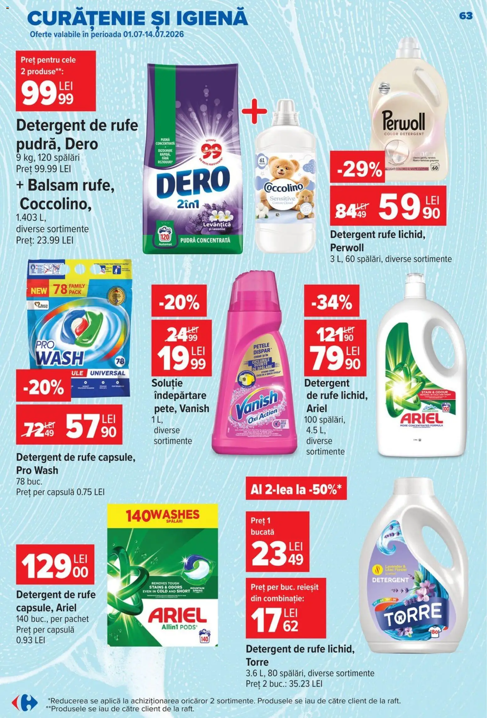 Catalog Carrefour 8 - 13 Iulie 2026 | Pagina 64 | Produse: Pudră, Balsam, Detergent, Çelik Mama ve Su Kabı