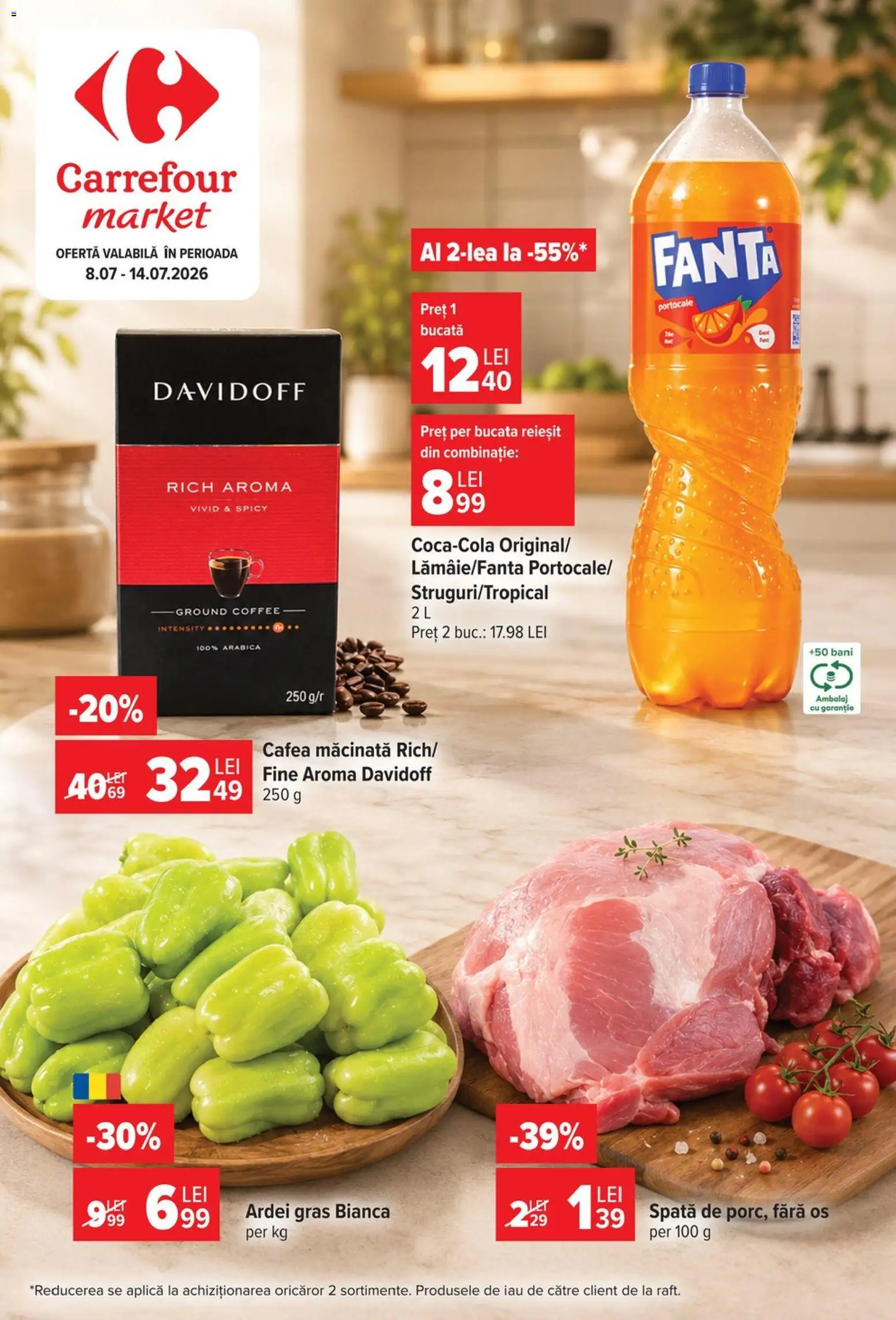 Catalog Carrefour 8 - 13 Iulie 2026 | Pagina 1 | Produse: Ardei, Cafea, Portocale