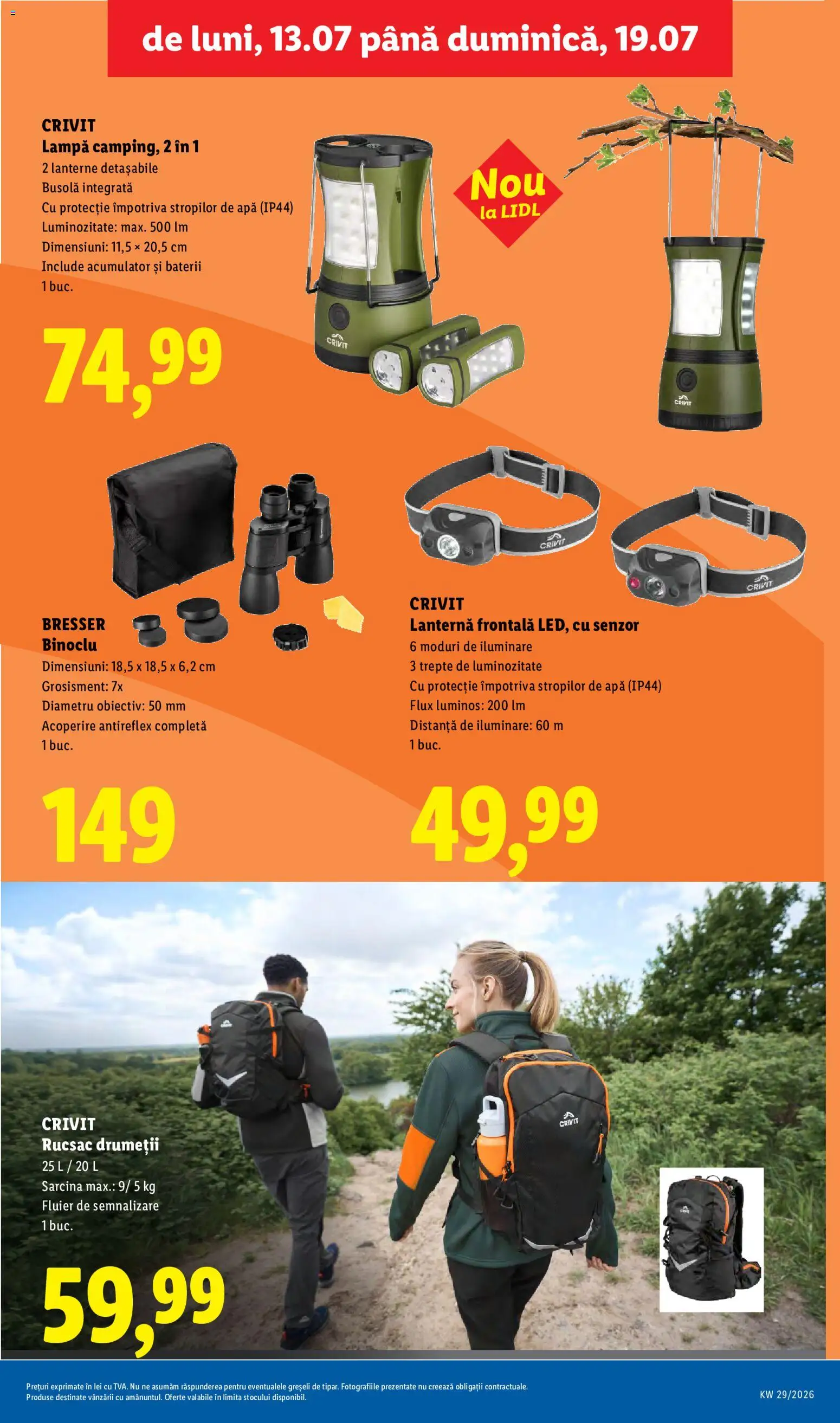 Catalog LIDL 13 - 18 Iulie 2026 | Pagina 47 | Produse: Lampă, Baterii, Apă, Rucsac