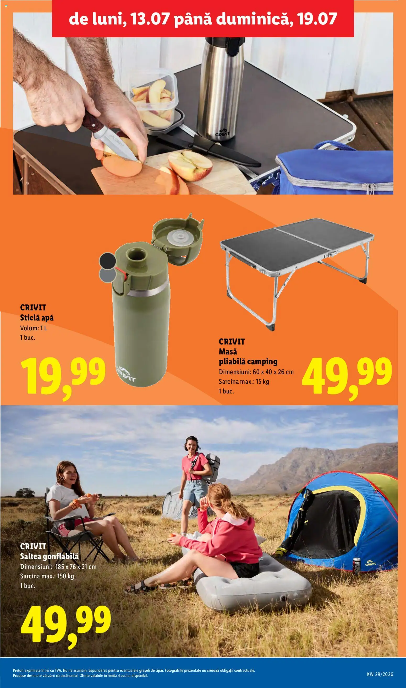 Catalog LIDL 13 - 18 Iulie 2026 | Pagina 49 | Produse: Saltea, Masă, Saltea gonflabilă, Apă