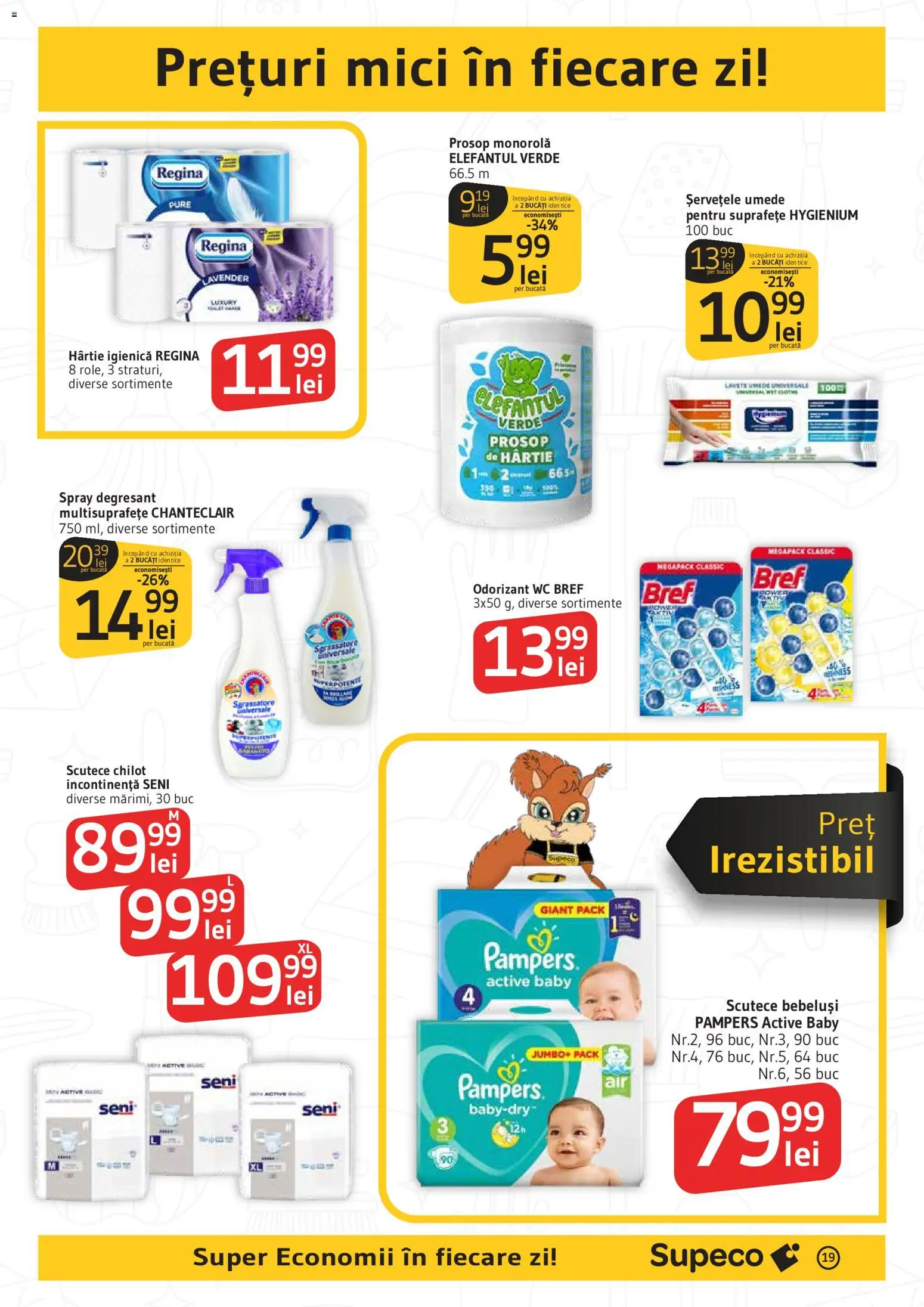 Catalog Supeco 9 - 21 Iulie 2026 | Pagina 19 | Produse: Prosop monorolă, Mici, Șervețele umede, Scutece