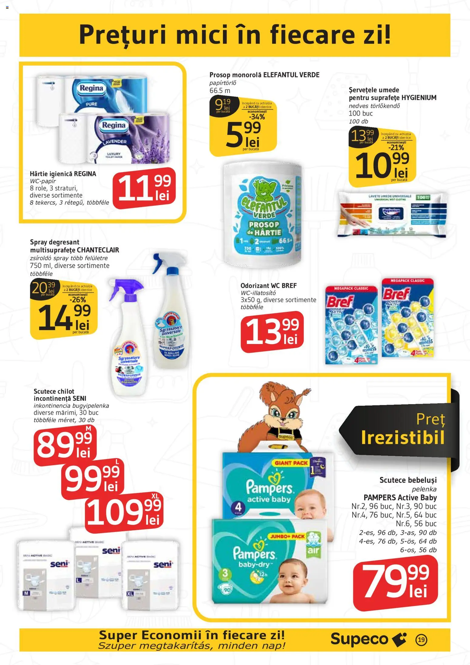 Catalog Supeco 9 - 21 Iulie 2026 | Pagina 19 | Produse: Prosop monorolă, Mici, Șervețele umede, Scutece