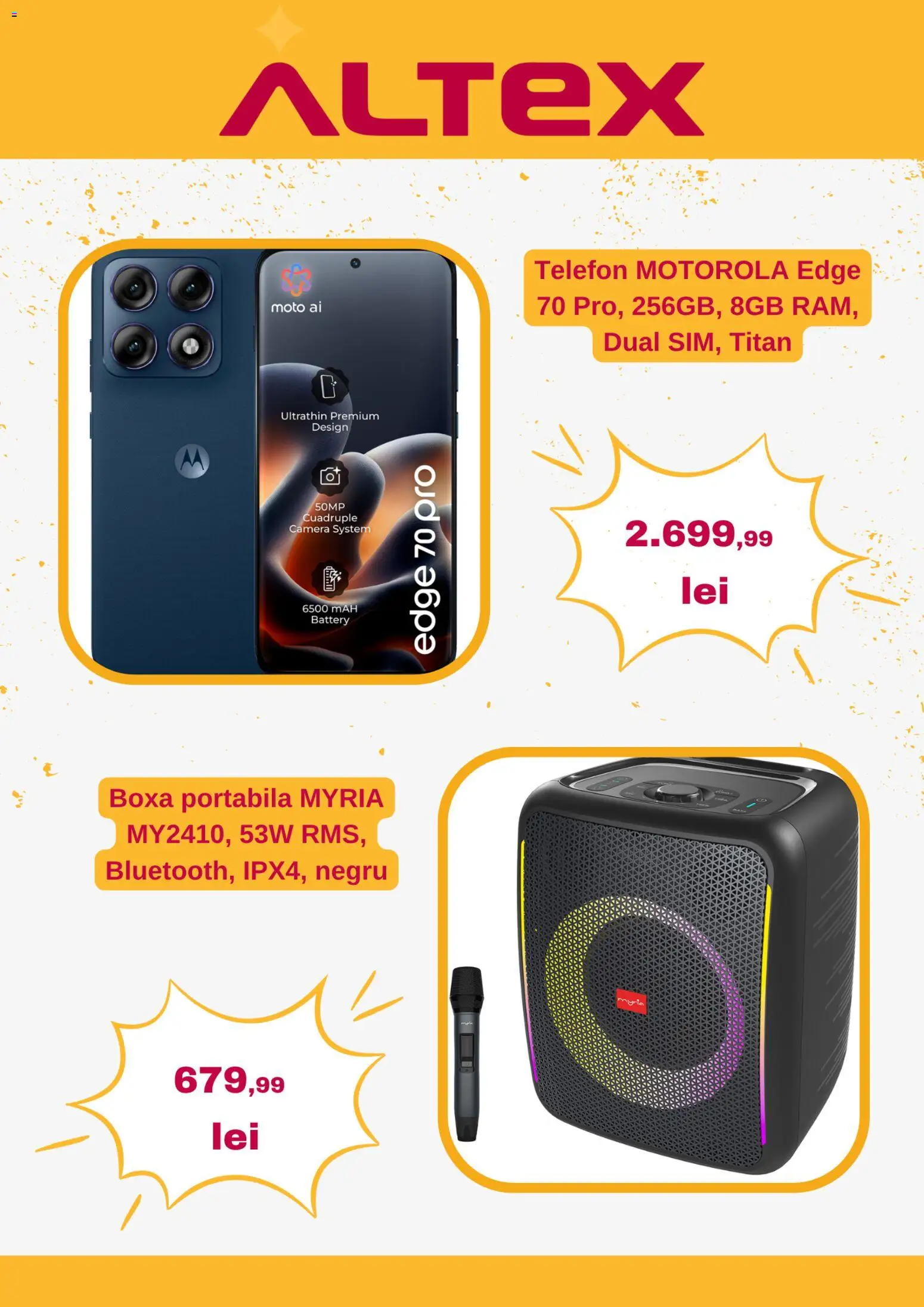 Catalog Altex 9 - 21 Iulie 2026 | Pagina 2 | Produse: Telefon, Cameră, Boxă portabilă