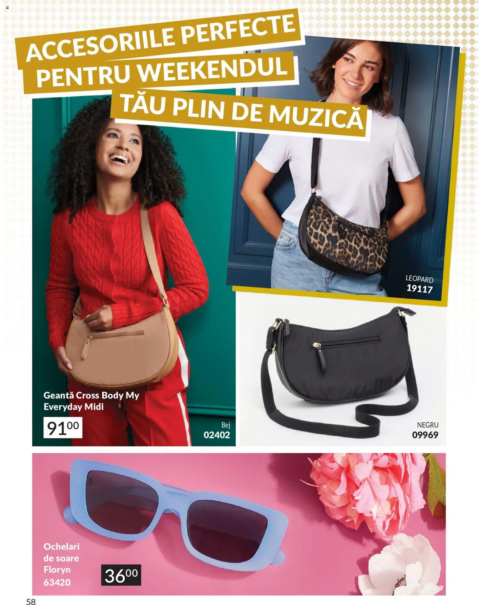 Catalog Avon 9 - 30 Iulie 2026 | Pagina 58 | Produse: Ochelari, Geantă, Ochelari de soare, Body