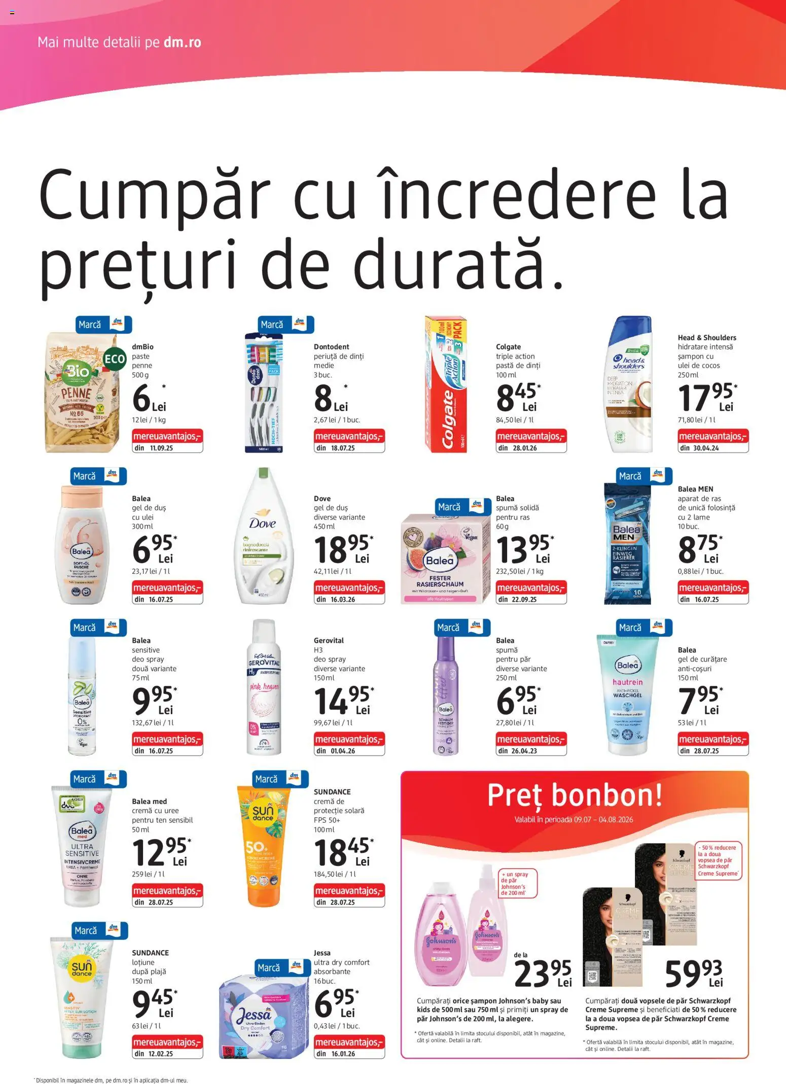 Catalog DM Drogerie Markt 9 Iulie - 3 August 2026 | Pagina 2 | Produse: Duș, Șampon, Gel de duș, Paste