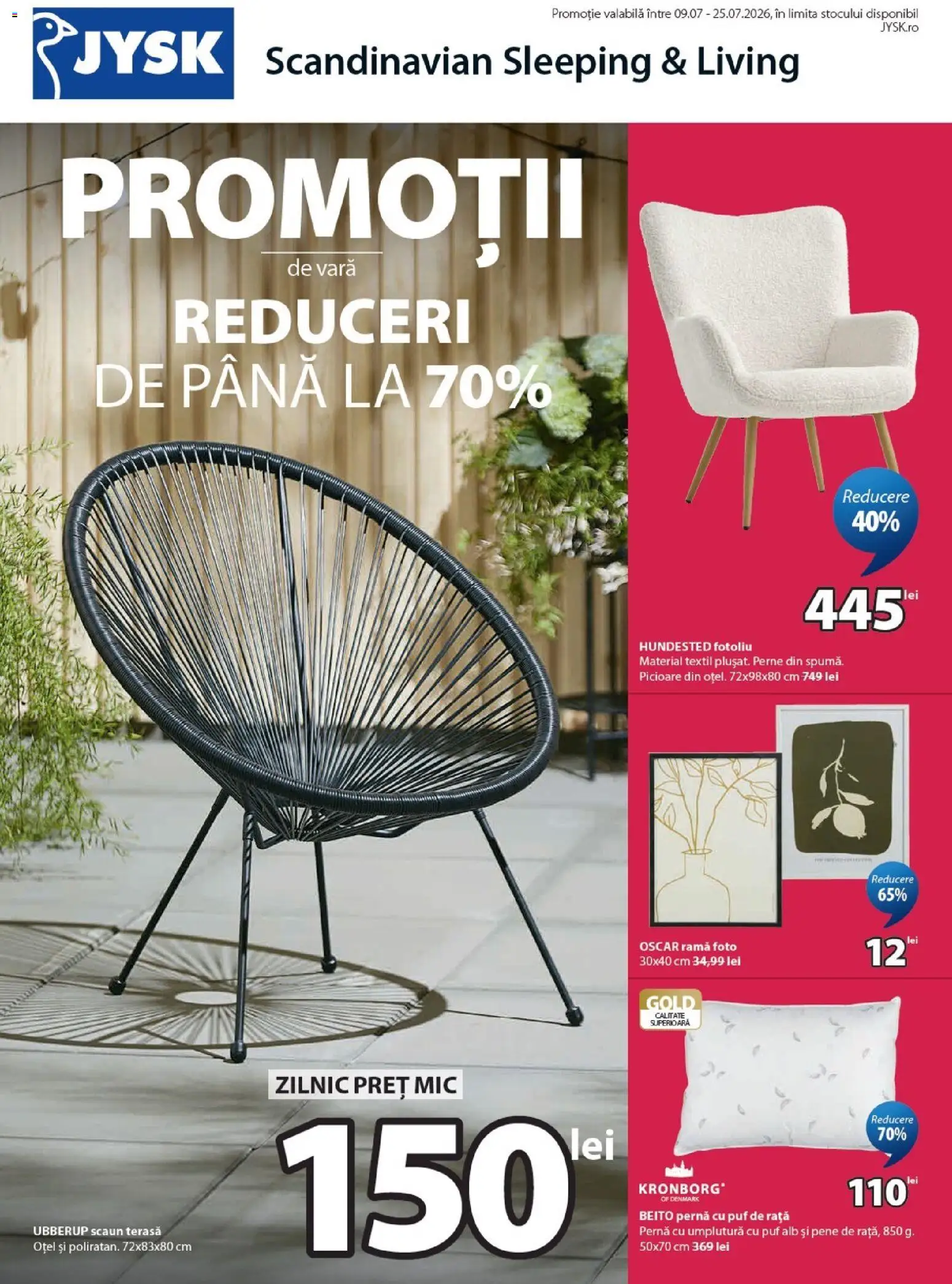 Catalog JYSK 9 - 24 Iulie 2026 | Pagina 1 | Produse: Pernă, Fotoliu, Rață, Ramă foto