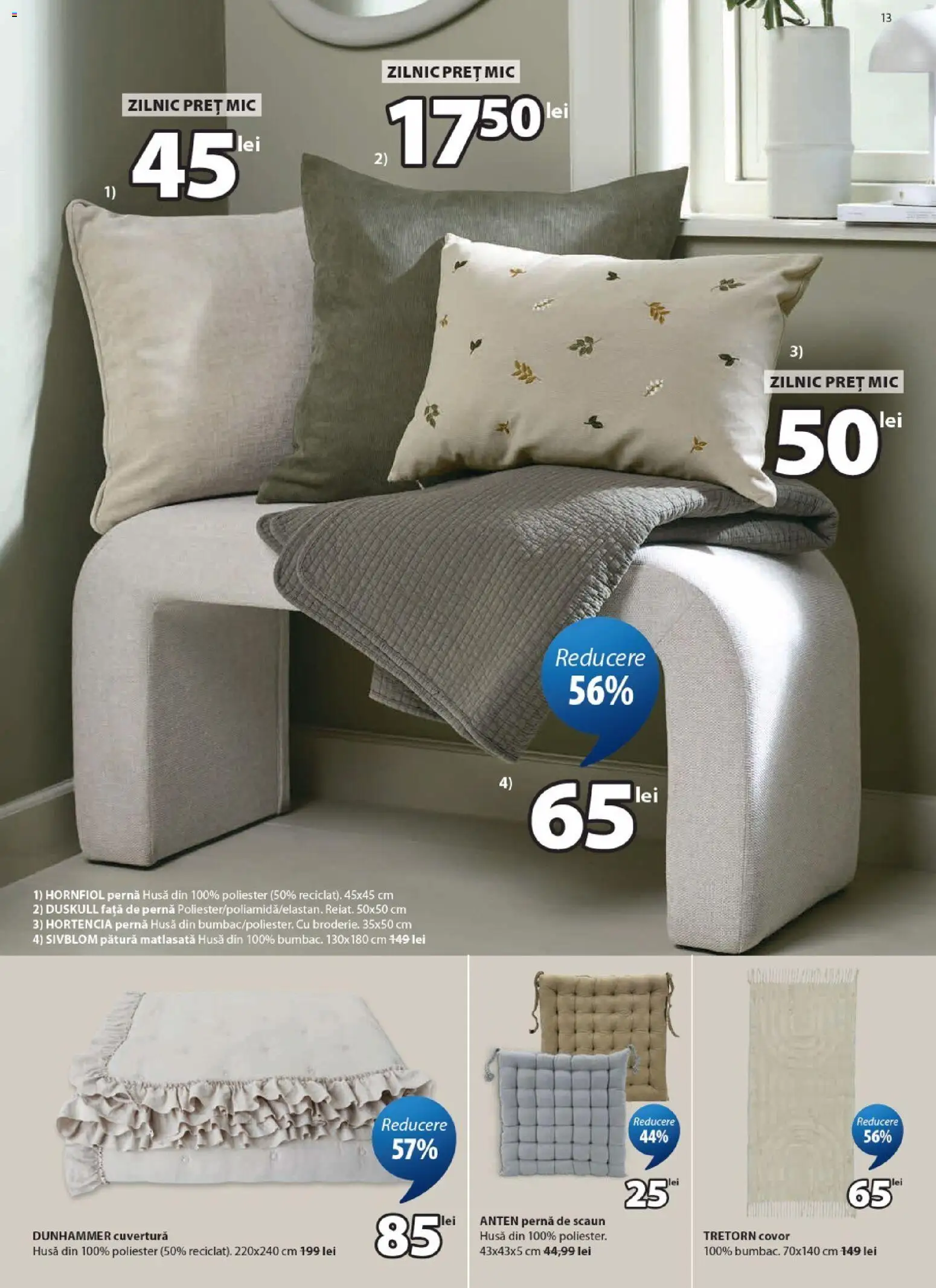 Catalog JYSK 9 - 24 Iulie 2026 | Pagina 13 | Produse: Cuvertură, Pătură, Covor, Față de pernă