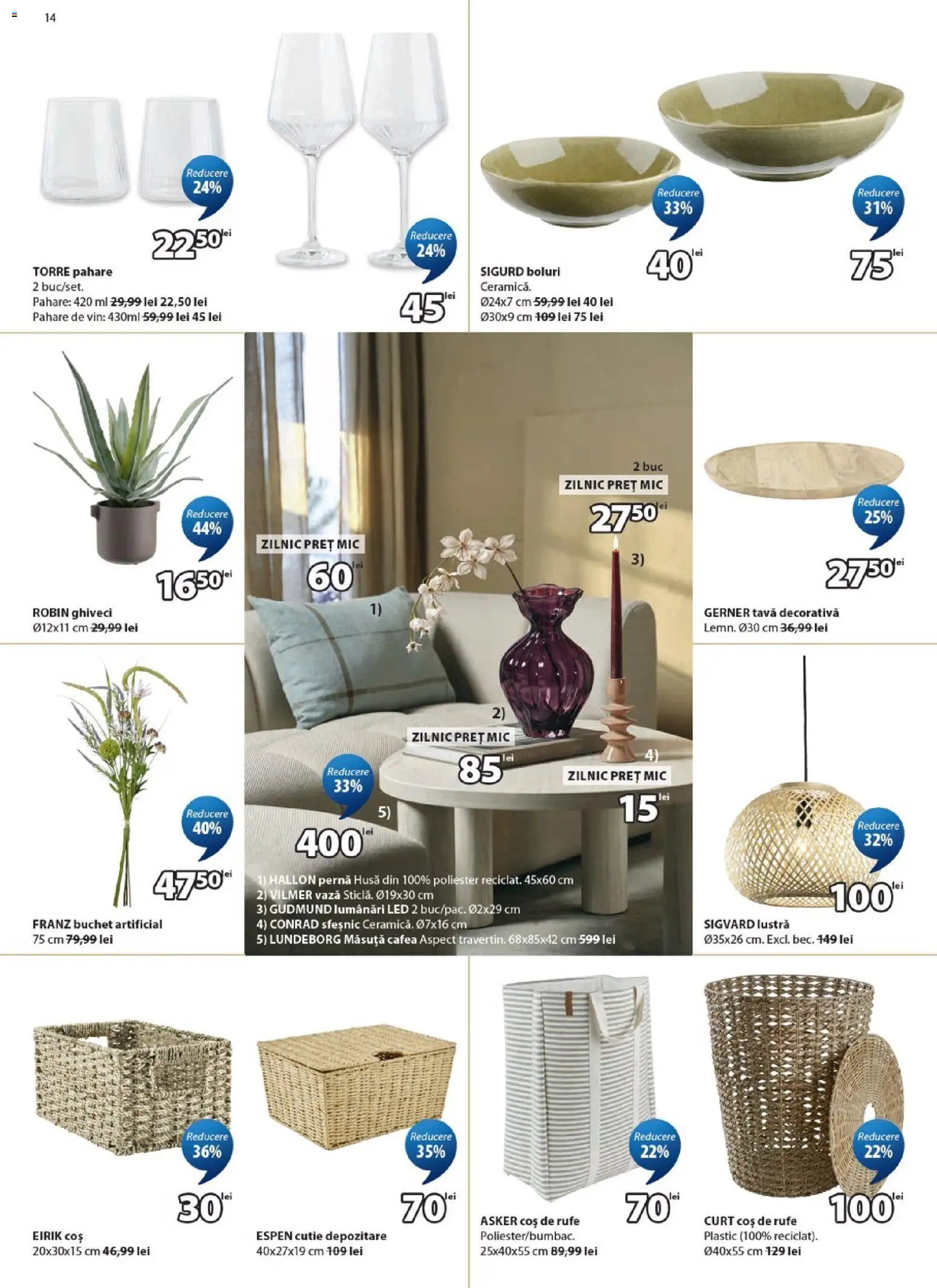 Catalog JYSK 9 - 24 Iulie 2026 | Pagina 14 | Produse: Coș De Rufe, Ghiveci, Vază, Vin