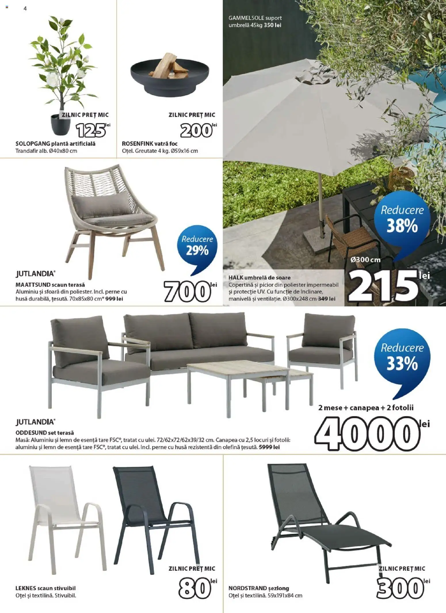 Catalog JYSK 9 - 24 Iulie 2026 | Pagina 4 | Produse: Șezlong, Canapea, Masă, Scaun