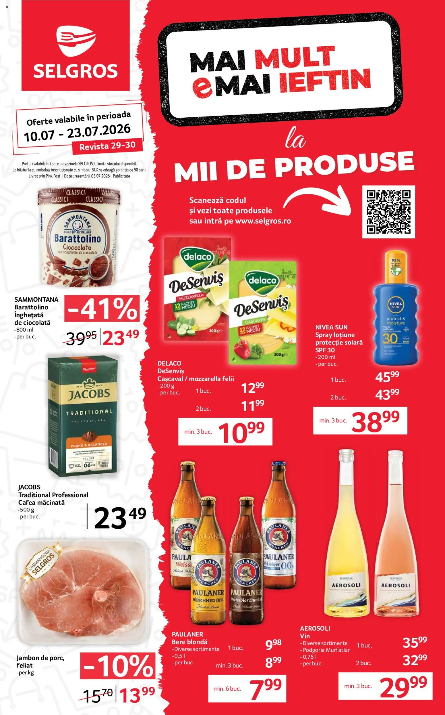 Catalog Selgros 10 - 22 Iulie 2026 | Pagina 1 | Produse: Mozzarella, Cafea, Protecție solară, Loțiune protecție solară