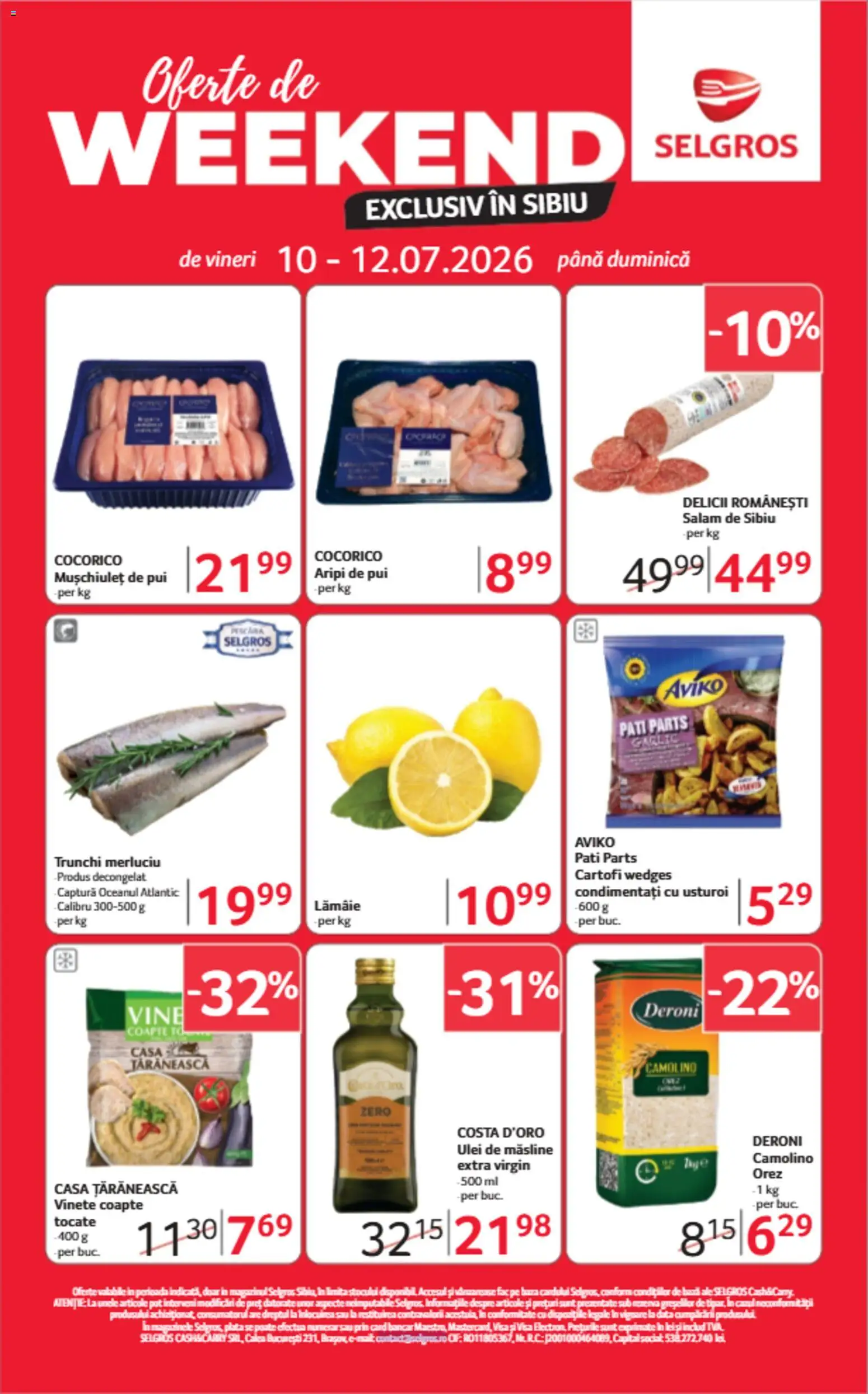 Catalog Selgros 10 - 11 Iulie 2026 | Pagina 1 | Produse: Hacıyatmaz Kedi Oyuncağı, Ulei, Salam, Orez