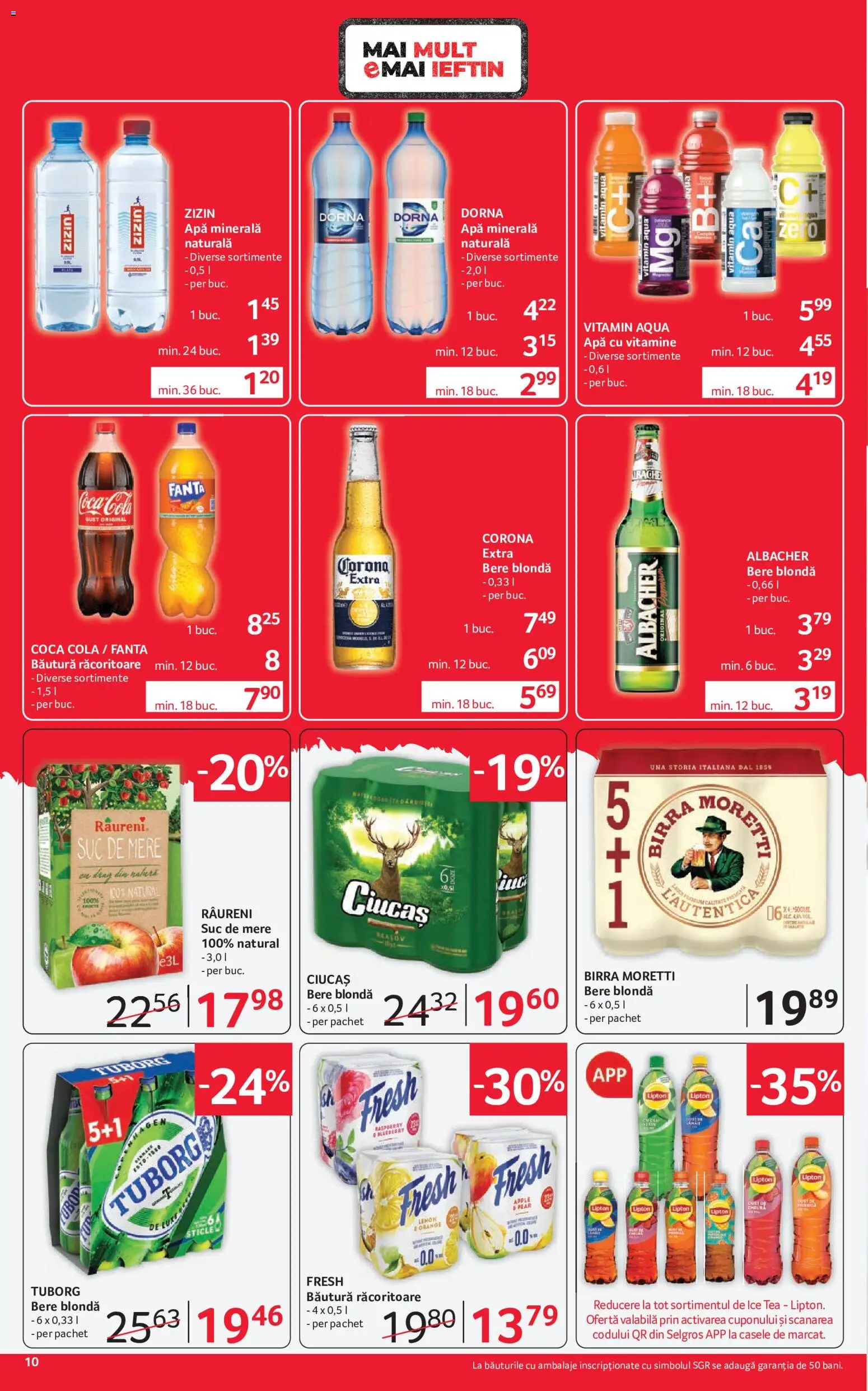 Catalog Selgros 10 - 22 Iulie 2026 | Pagina 10 | Produse: Bere, Mere, Apă cu vitamine, Ice tea
