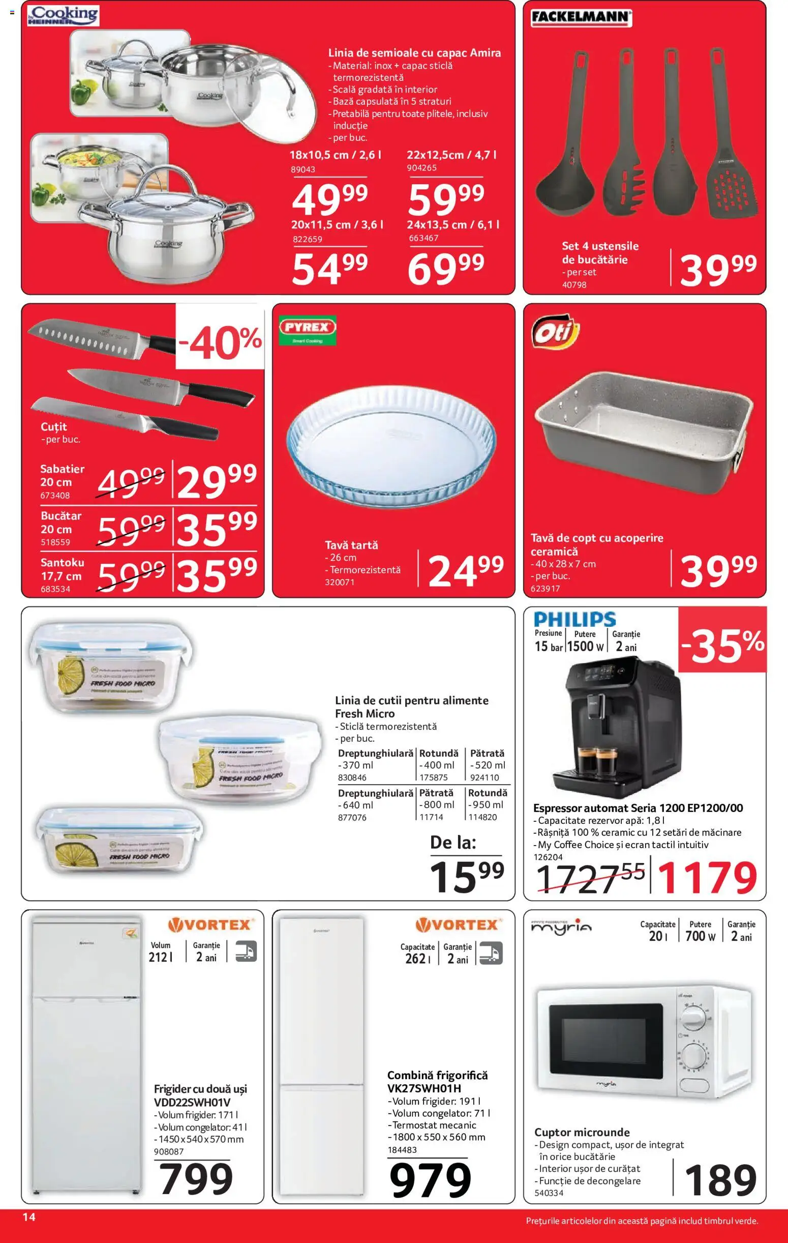 Catalog Selgros 10 - 22 Iulie 2026 | Pagina 14 | Produse: Frigider, Tavă de copt, Bucătărie, Combină frigorifică
