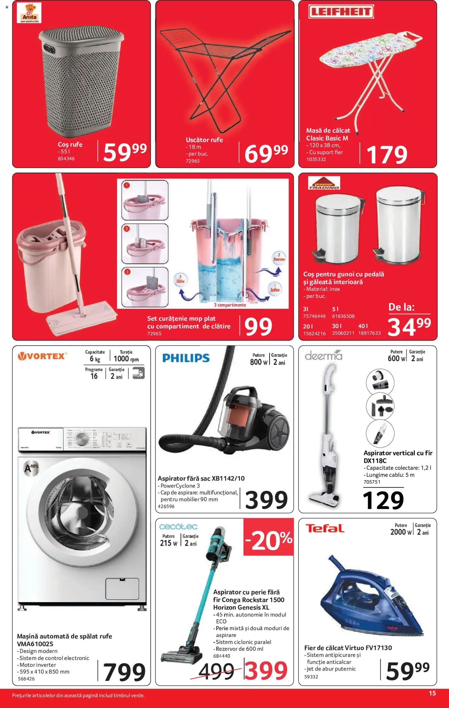 Catalog Selgros 10 - 22 Iulie 2026 | Pagina 15 | Produse: Uscător, Mop, Uscător rufe, Masă