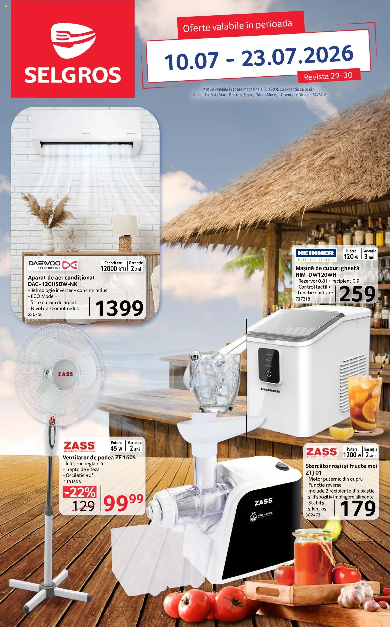 Catalog Selgros 10 - 22 Iulie 2026 | Pagina 1 | Produse: Ventilator, Recipiente, Roșii, Fructe