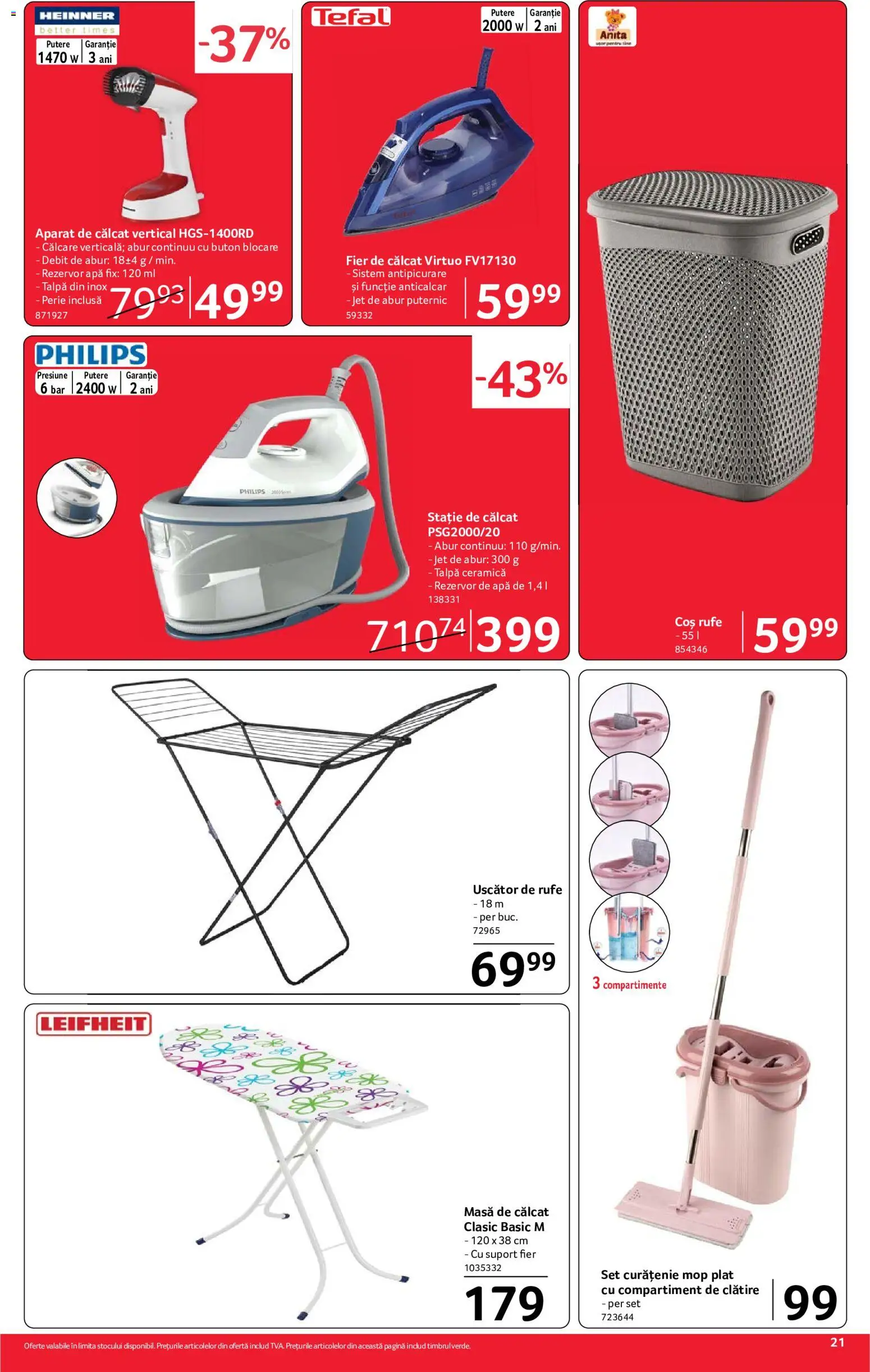 Catalog Selgros 10 - 22 Iulie 2026 | Pagina 21 | Produse: Enginar, Aparat de călcat, Mop, Coș