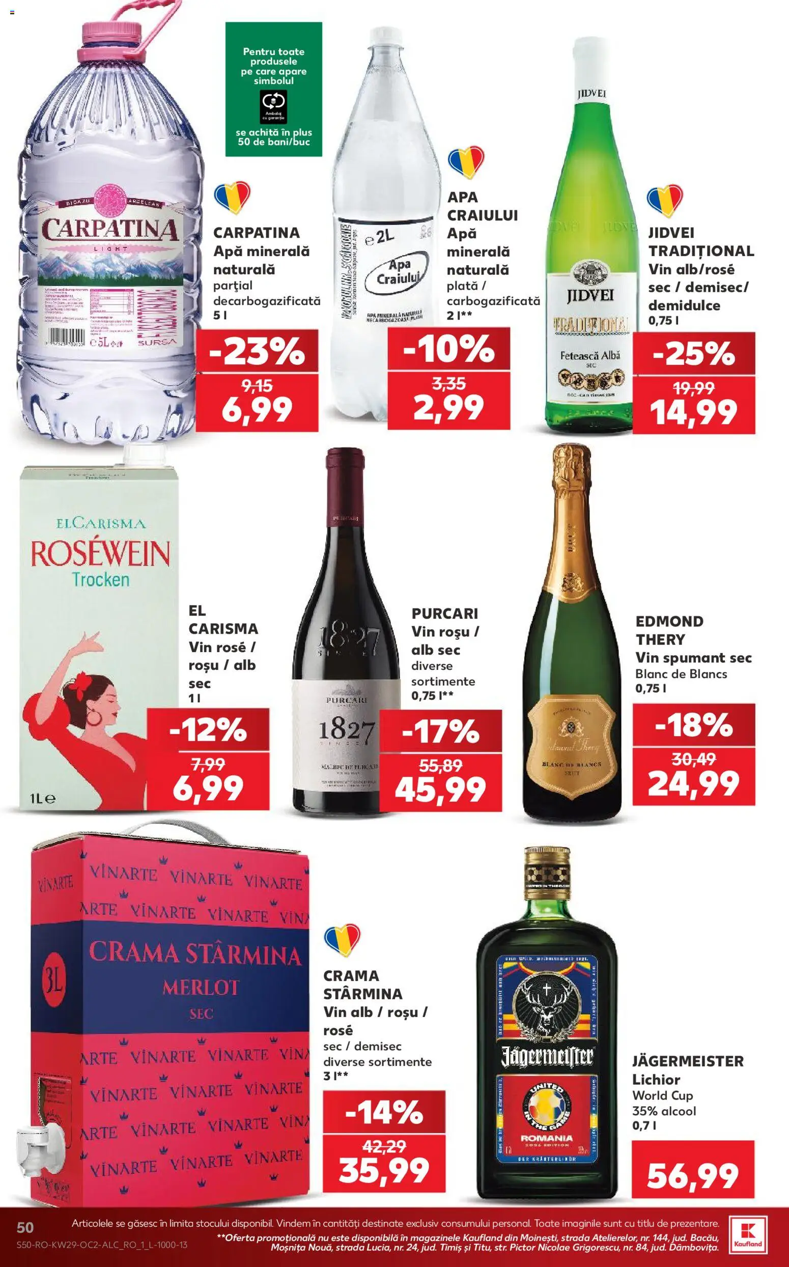 Catalog Kaufland 15 - 20 Iulie 2026 | Pagina 50 | Produse: Yazı tahtası kalemi, Lichior, Vin, Apă