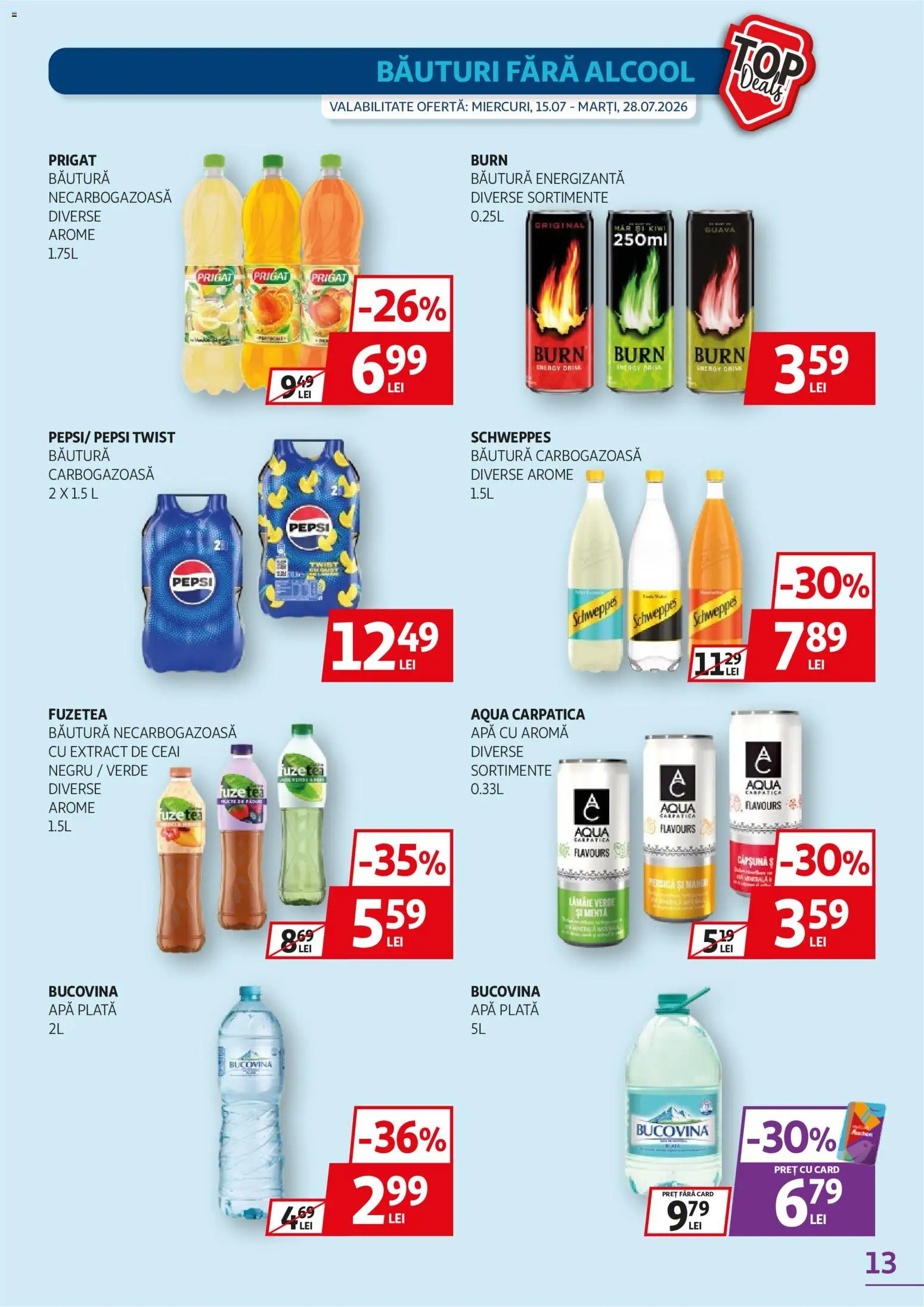 Catalog Auchan 15 - 27 Iulie 2026 | Pagina 13 | Produse: Băutură energizantă, Kiwi, Apă, Lămâie