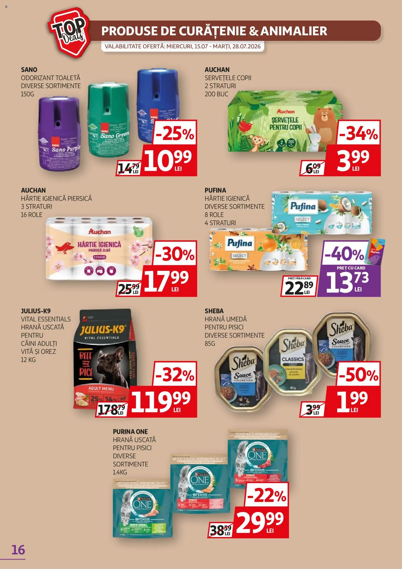 Catalog Auchan 15 - 27 Iulie 2026 | Pagina 16 | Produse: Piersică, Bebek çorapları, Orez, Odorizant toaletă